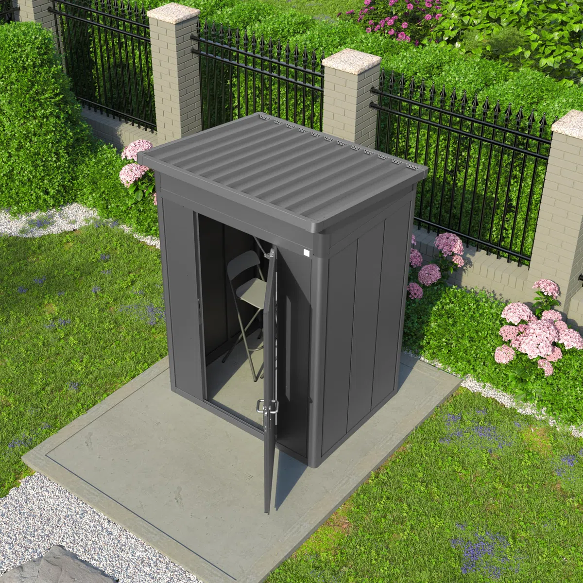 GFP Primeyard Casetta da giardino metallo 158x122x231 cm Armadio da esterno per attrezzi antracite