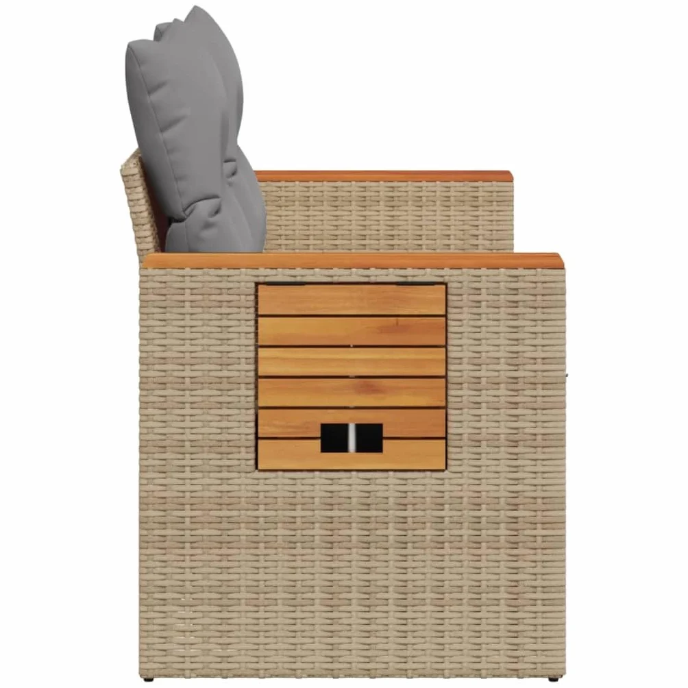 IKAYAA Divanetto da Esterno 2 Posti con Contenitore Divano da Giardino in Polyrattan Salotto da Giardino in Polyrattan Set da arredo per Esterno con Cuscini-Beige e Grigio Chiaro-2 pz