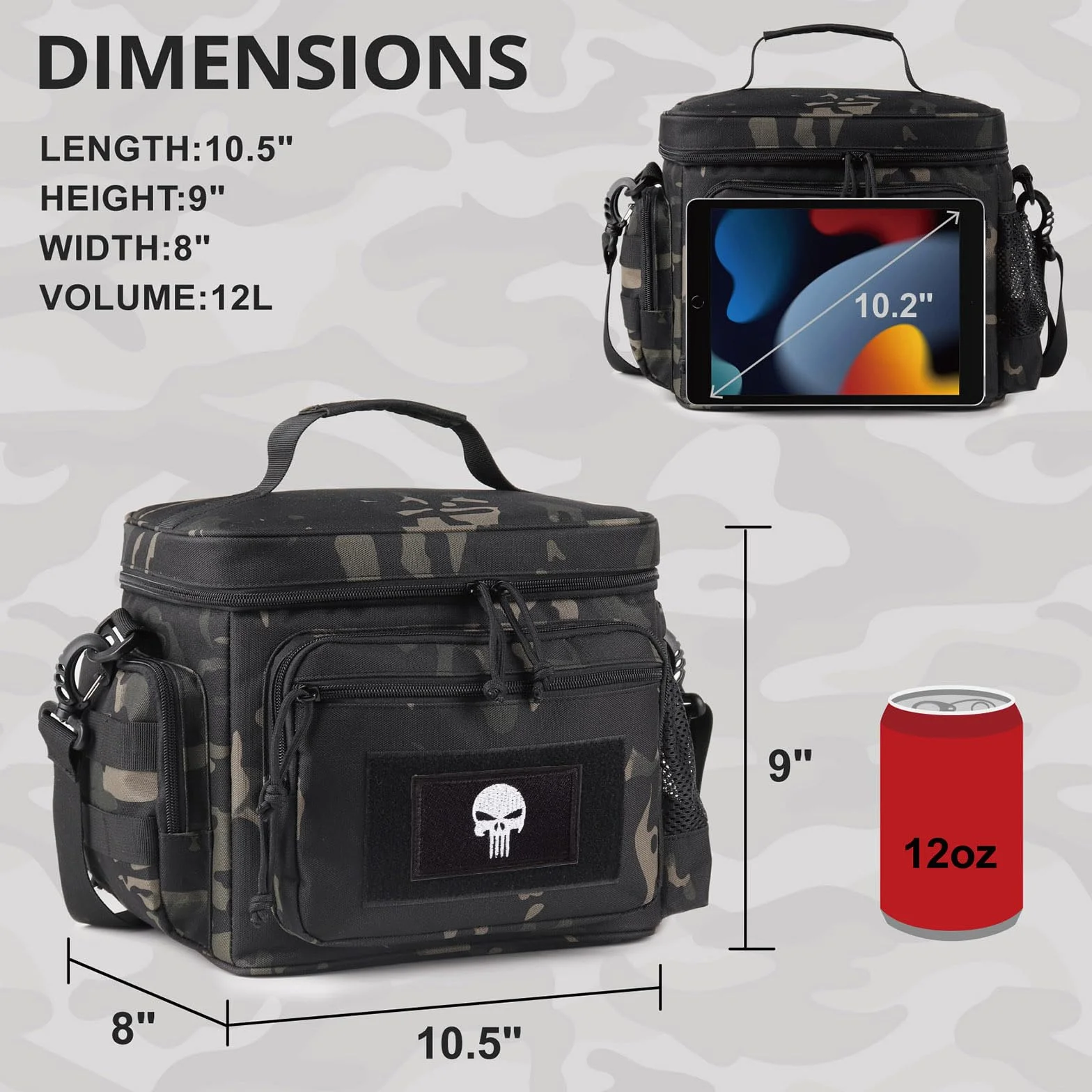Borsa Termica Tattica MOLLE Impermeabile Isolata per Uomo Lavoro Pic-Nic