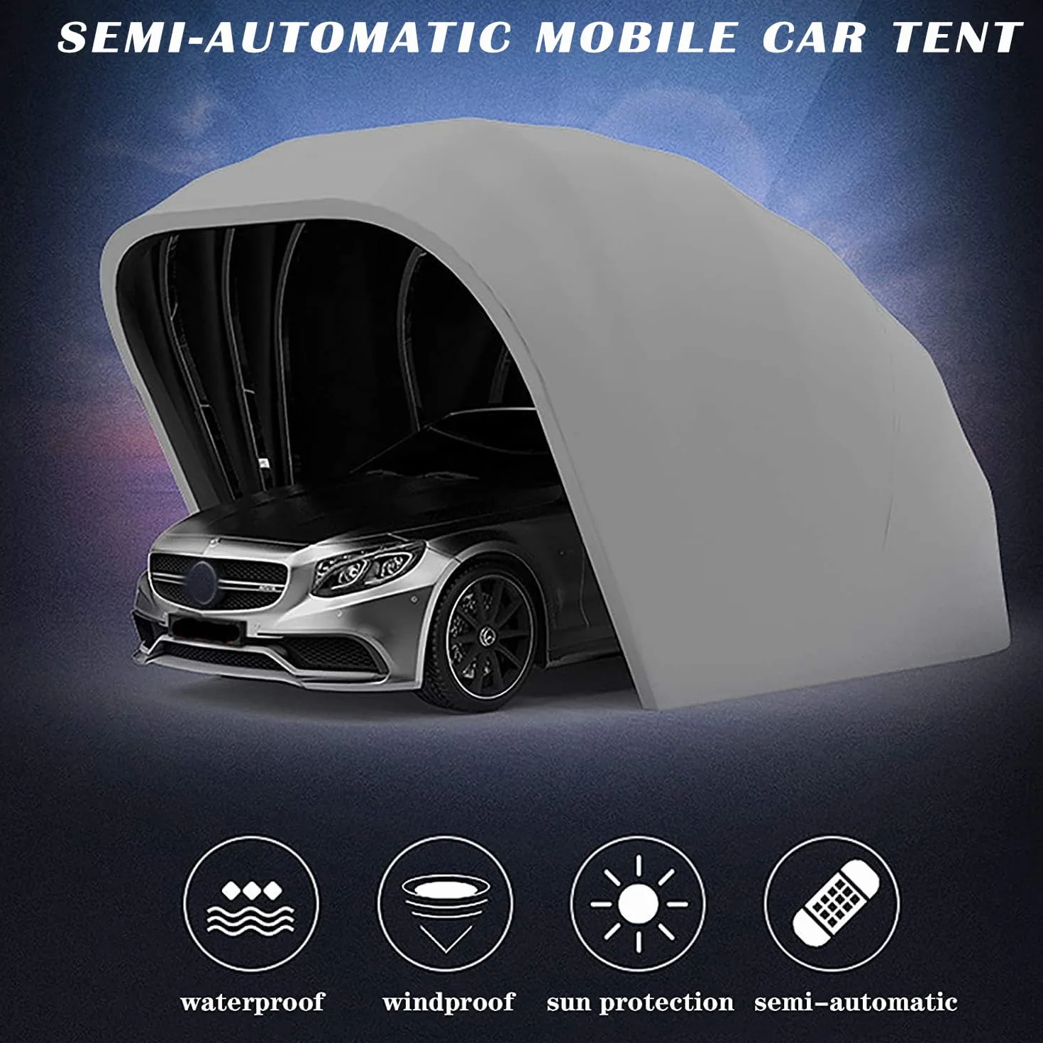 Tenda per Auto da Esterno, Posto Auto Coperto Telescopico Pieghevole in Acciaio Inossidabile