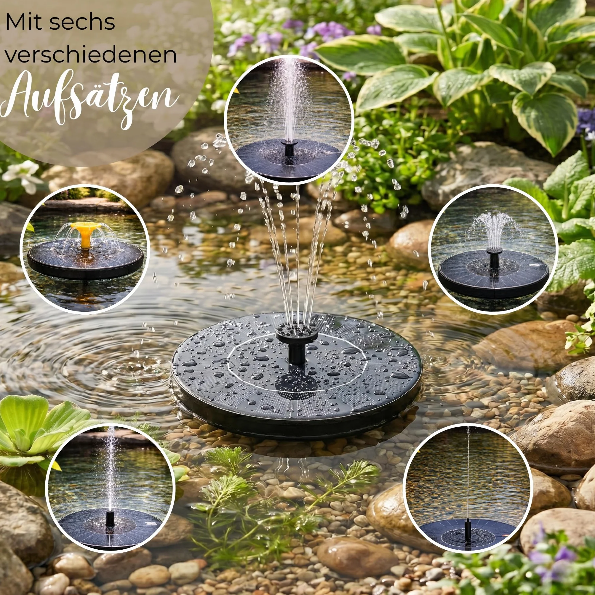 matches21 HOME & HOBBY Set di fontane solari per esterni, grande ciotola da 45 cm, antracite come fontana da giardino
