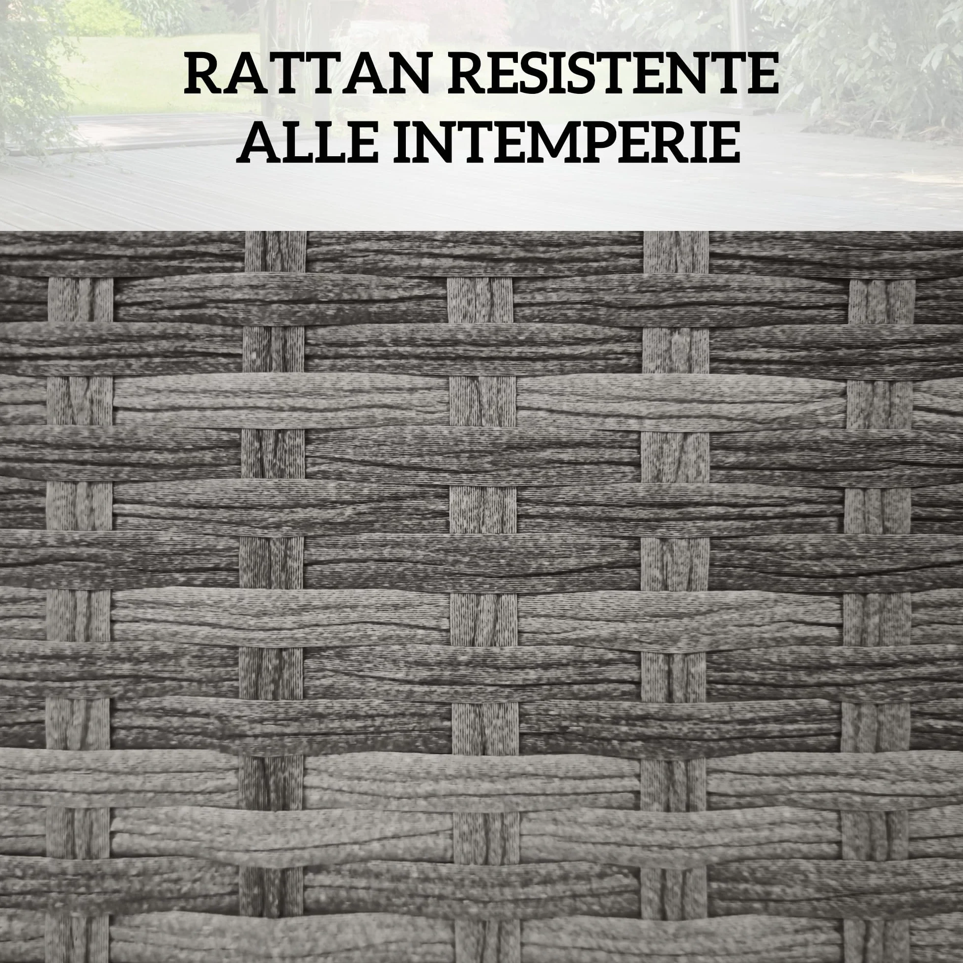 Outsunny Baule da Giardino in Rattan PE, Cassapanca da Esterno con Piedini Antiscivolo e Rivestimento Interno in Tessuto Impermeabile, 57x34x62cm, Grigio e Beige