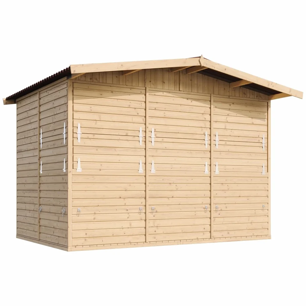 Capanno in Legno, Capanno Espositore in Legno, Chiosco da giardino per bar, CINQUE FINESTRE 336x263 cm/6 m2 Stand di vendita con bancone, Multifunzione cabina da giardino TIMBELA M150B