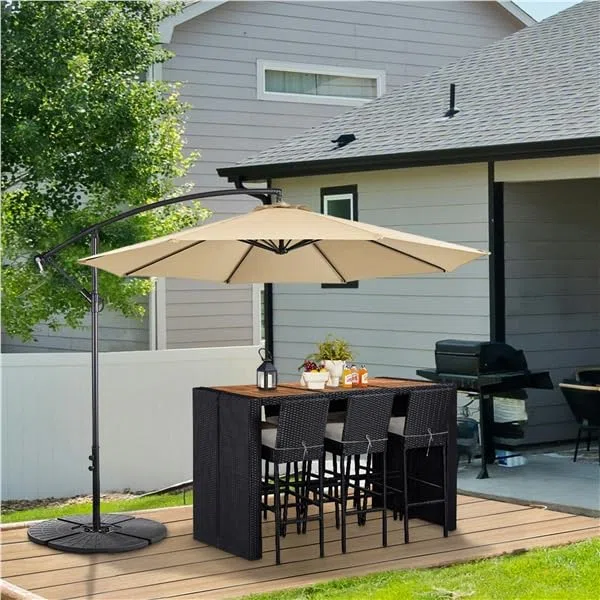 Yaheetech Base per Ombrellone Set 4 Pezzi Riempibile con Sabbia o Acqua 52L in HDPE per Esterno Giardino Veranda Nero