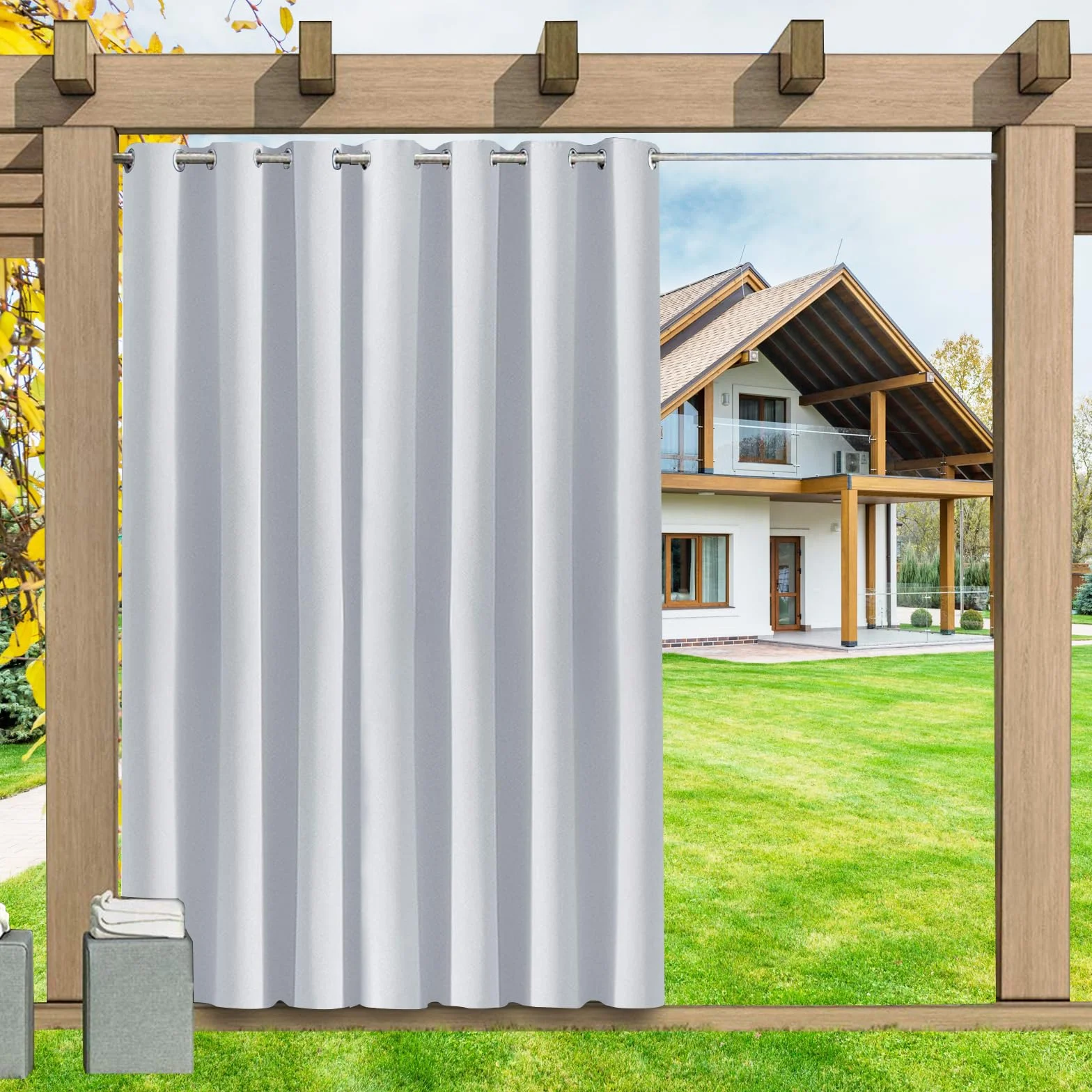 Tende da Sole per Esterno con Anelli - 1 Pezzo. Tessuto antivento, idrorepellente, 23 Colori, Protezione Solare Privacy per Balcone Gazebo Pergola Veranda - 254L x 241A cm