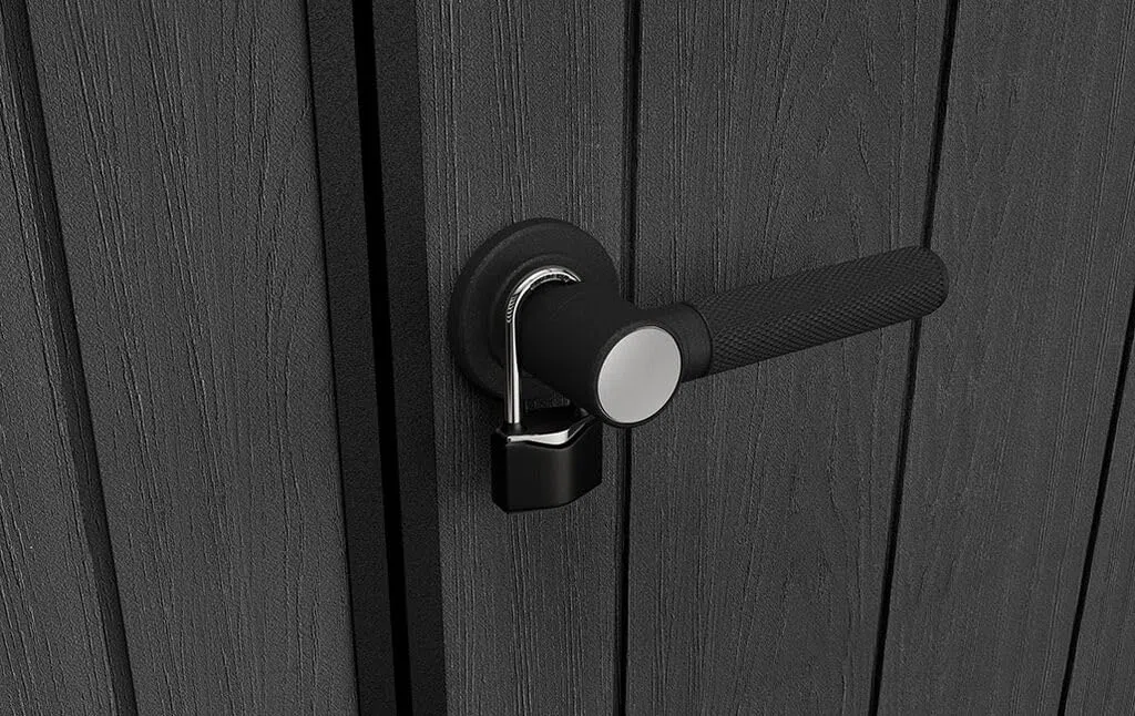Keter Casetta da Giardino Apex 759/975 Walnut, Effetto Legno Noce Naturale, Porte e Finestre Orientabili, 5,2 m², 230x287x246H cm