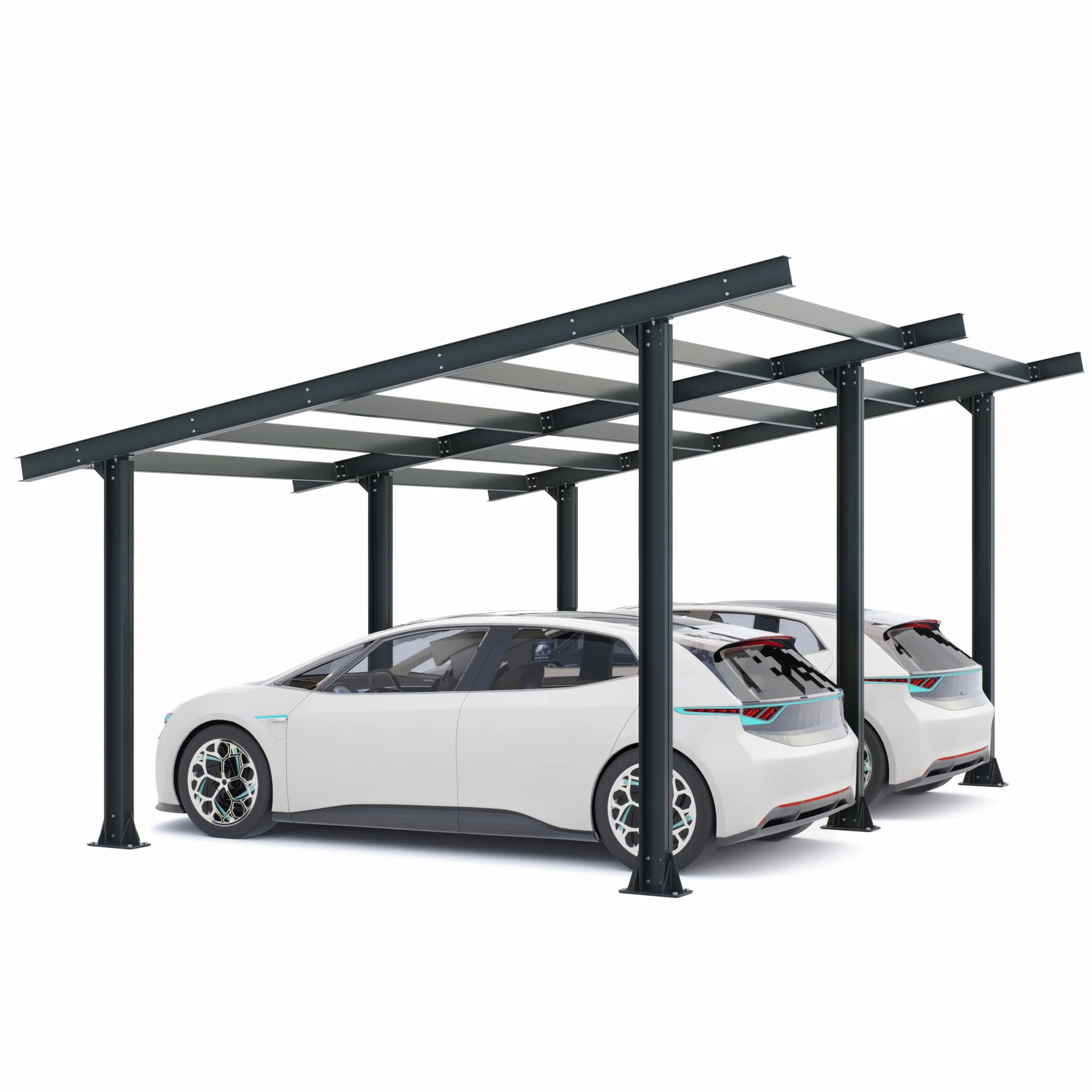 Pensilina per Auto, Todome, Acciaio, Grigio Antracite, modello 05 Struttura Carport - (2 Posti)
