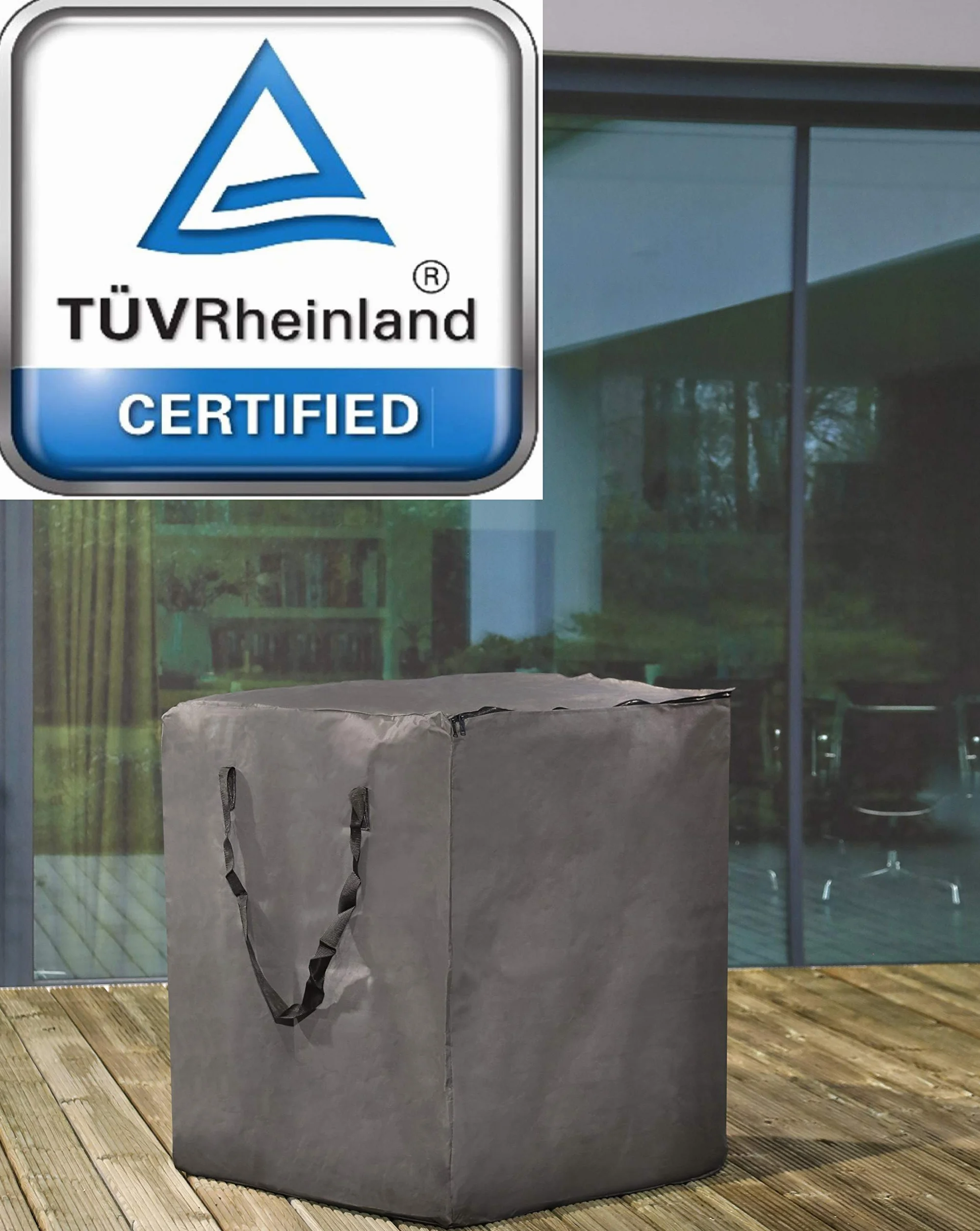 Copertura Protettiva e Borsa Sacca di Protezione per Cuscini per Sedie/Panche da Giardino | Grigio | 75 x 75 x 90 cm | Certificato TÜV Rheinland | Resistente alle Intemperie