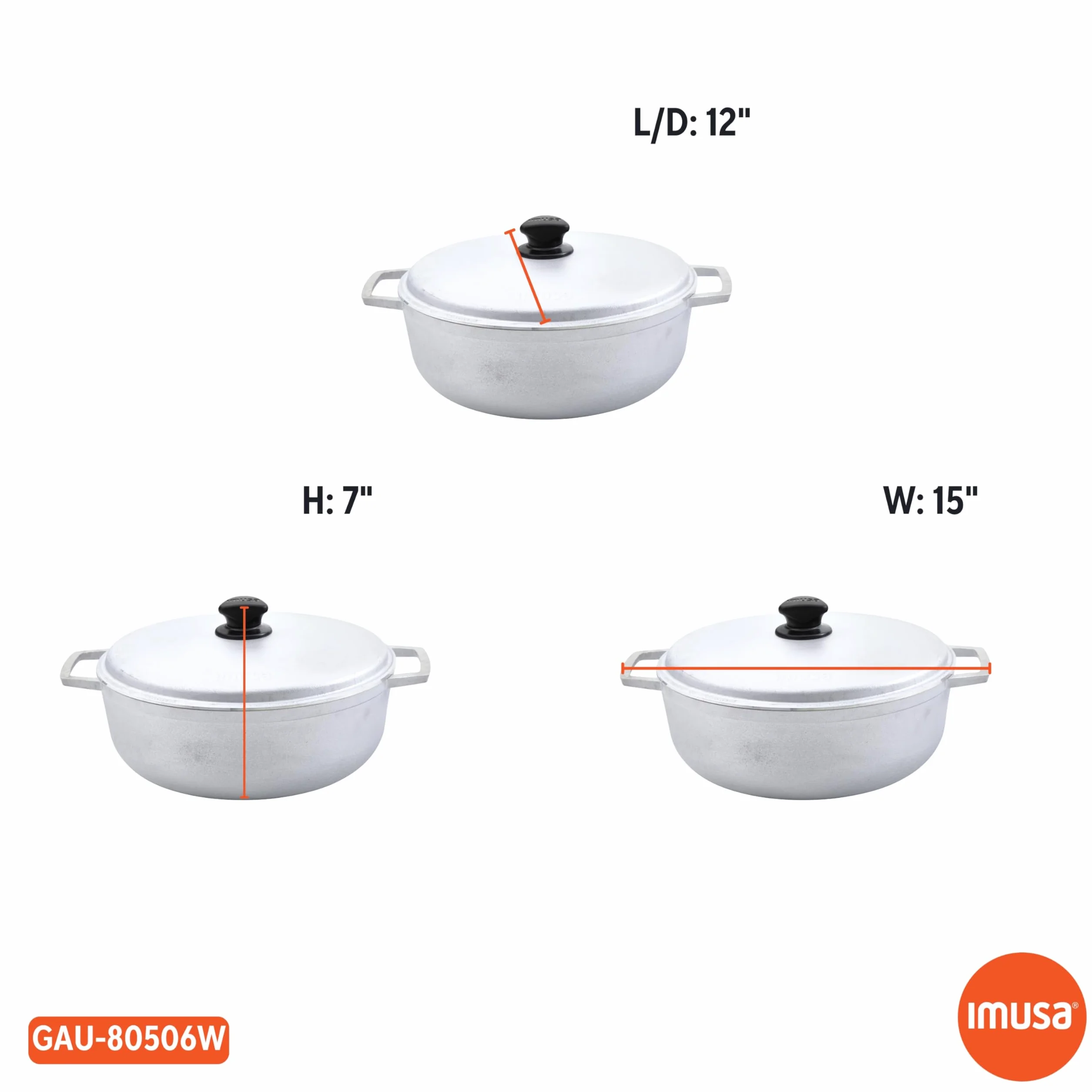 IMUSA USA GAU-80506W Caldaio tradizionale colombiano da 6,9 quarti (forno olandese) per cucinare e servire, argento