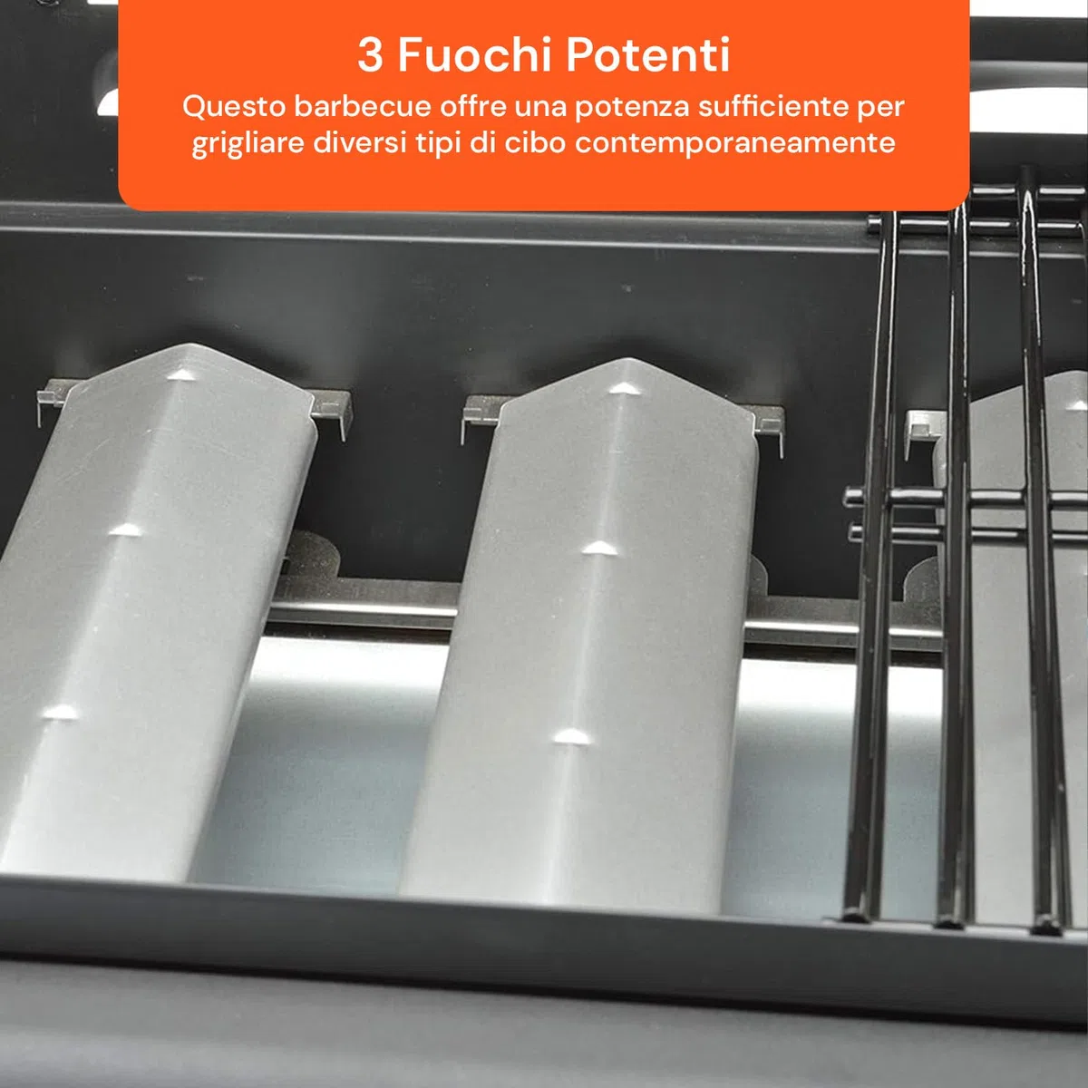 Avilia Barbecue a Gas GPL 3 Fuochi Fornello Laterale Griglia Acciaio Piastra Ghisa BBQ Termometro