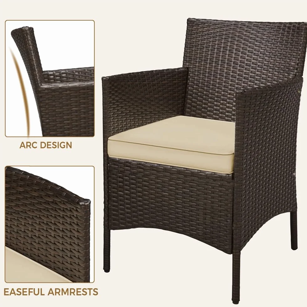 Yaheetech Set Mobili da Giardino 2 Poltrone e 1 Tavolino in Rattan PE Impermeabile Marrone
