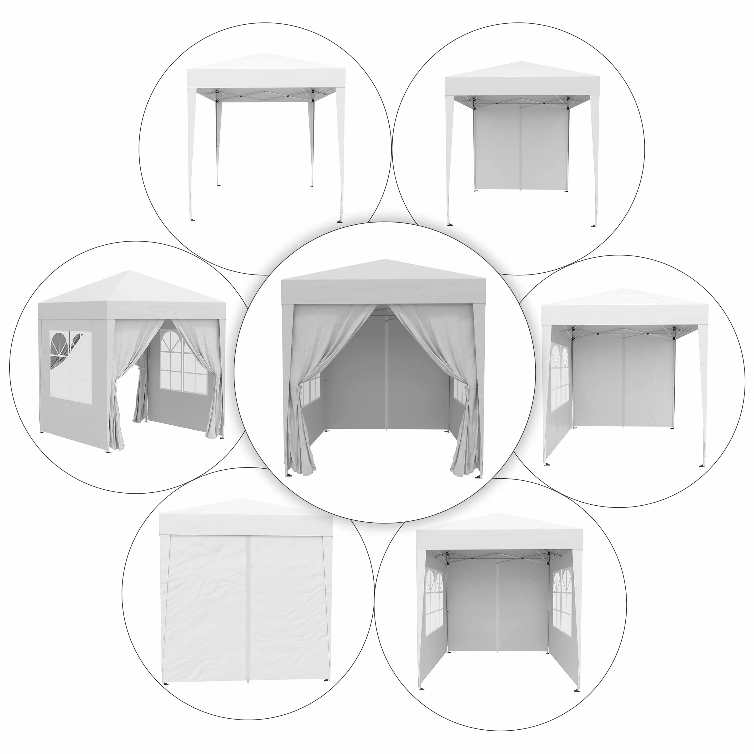 Outsunny Gazebo 2x2 m Pop-up Impermeabile Pareti Rimovibili Pieghevole Metallo Poliestere Borsa Trasporto Bianco