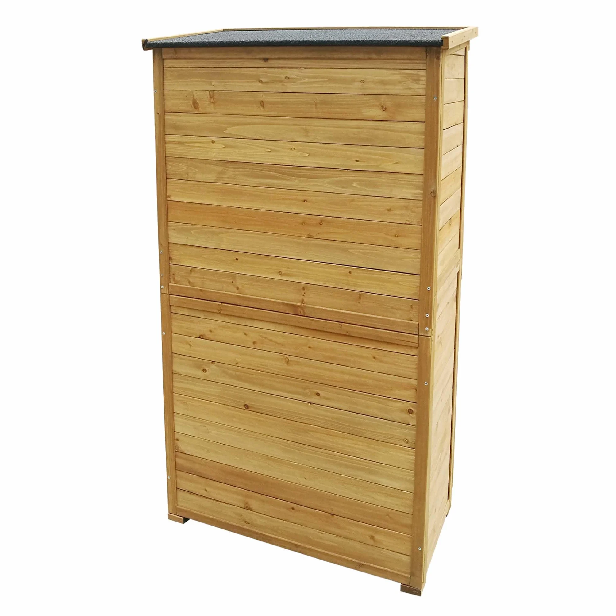 Wiltec Armadio da giardino con ante battenti a persiana 870x465x1600 mm legno di abete con tetto in bitume
