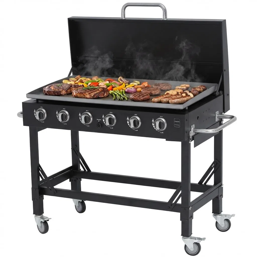 METRO PROFESSIONAL Barbecue a Gas Dayton 6 Bruciatori 108x53 cm Acciaio Nero 22.2 kW