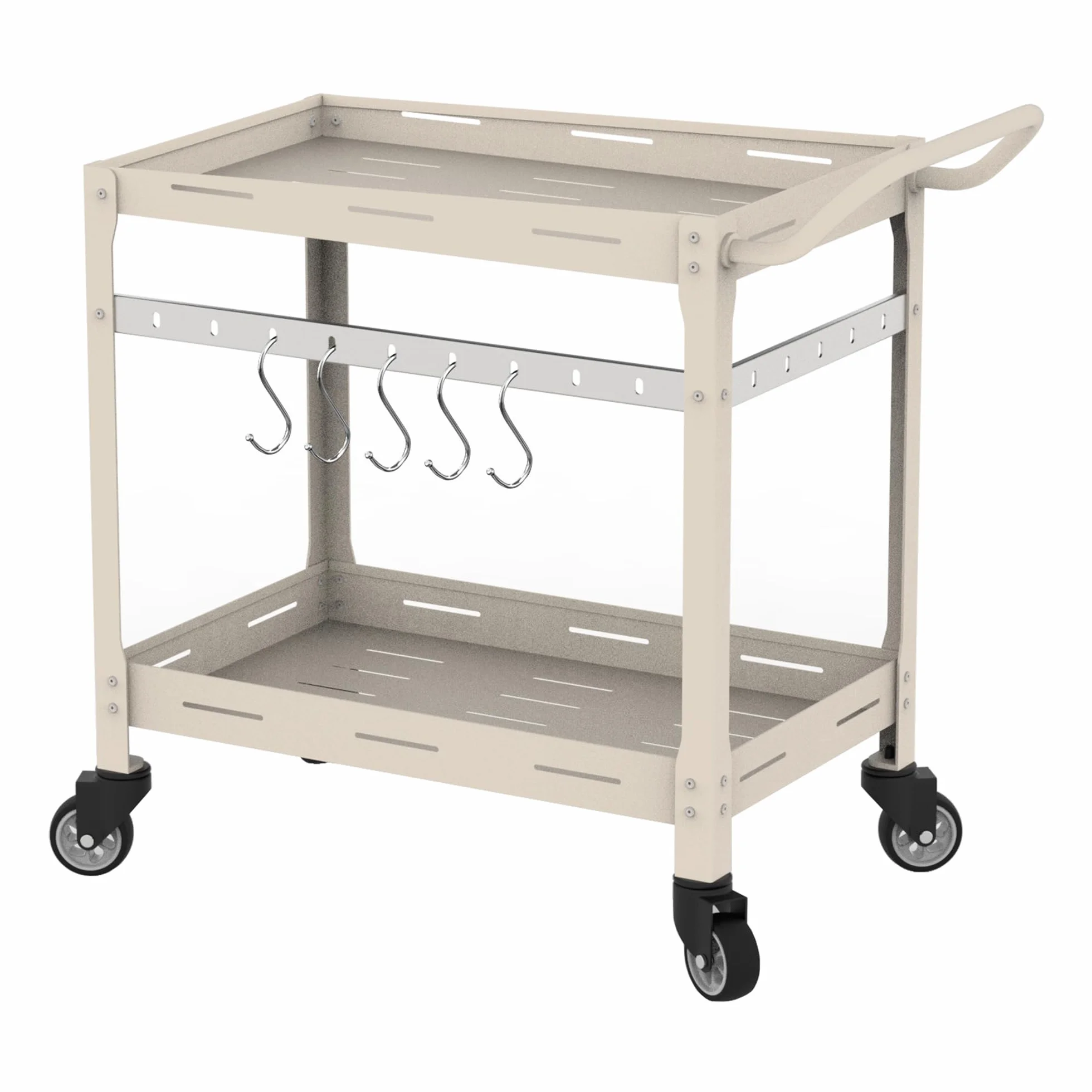 Casa.pro Carrello Portavivande da Giardino in Acciaio con 2 Ripiani 72x77x38 cm Champagne
