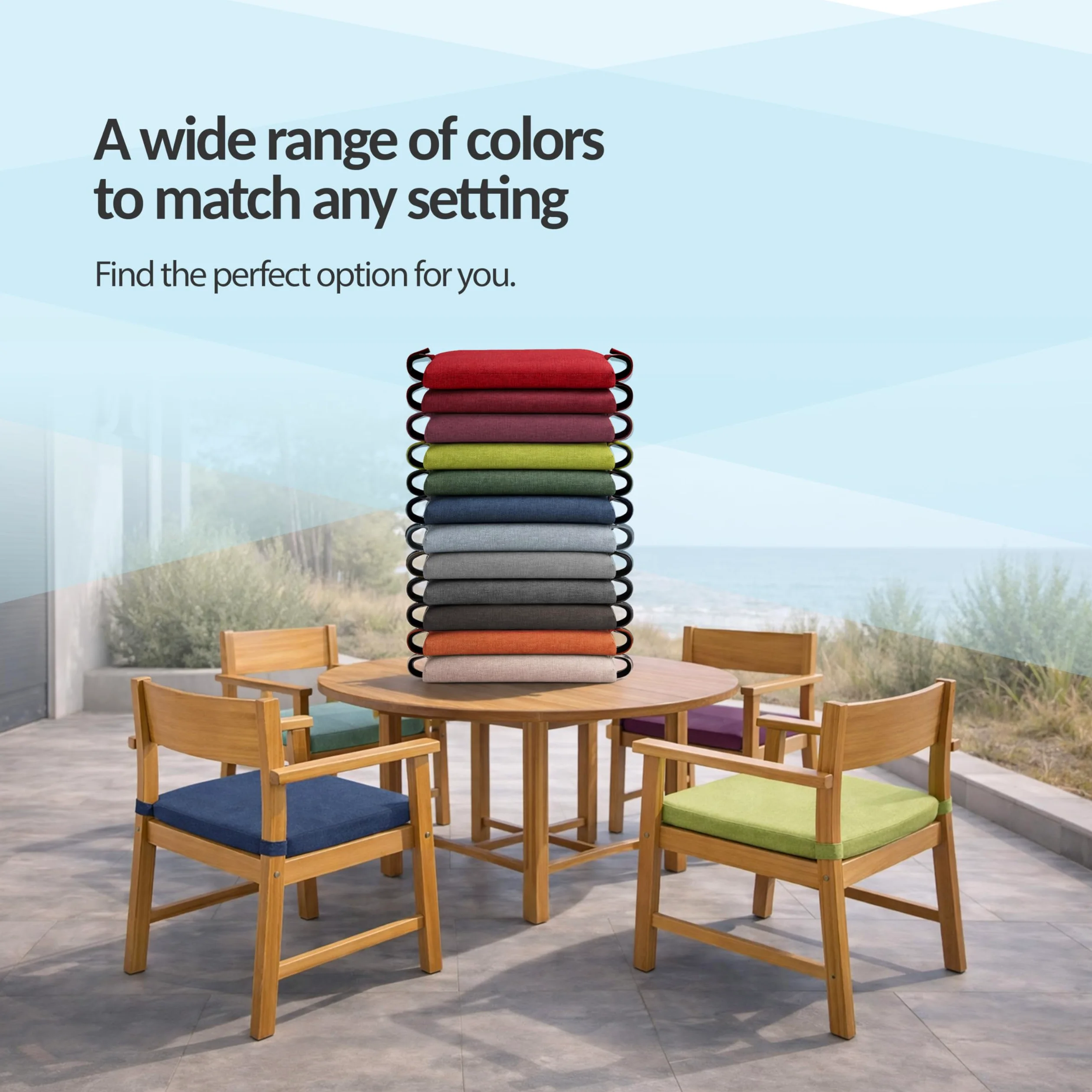 POKAR Set di 4 Cuscini per Sedia 41x35x40 cm con Chiusura Velcro Bordeaux OEKO-TEX