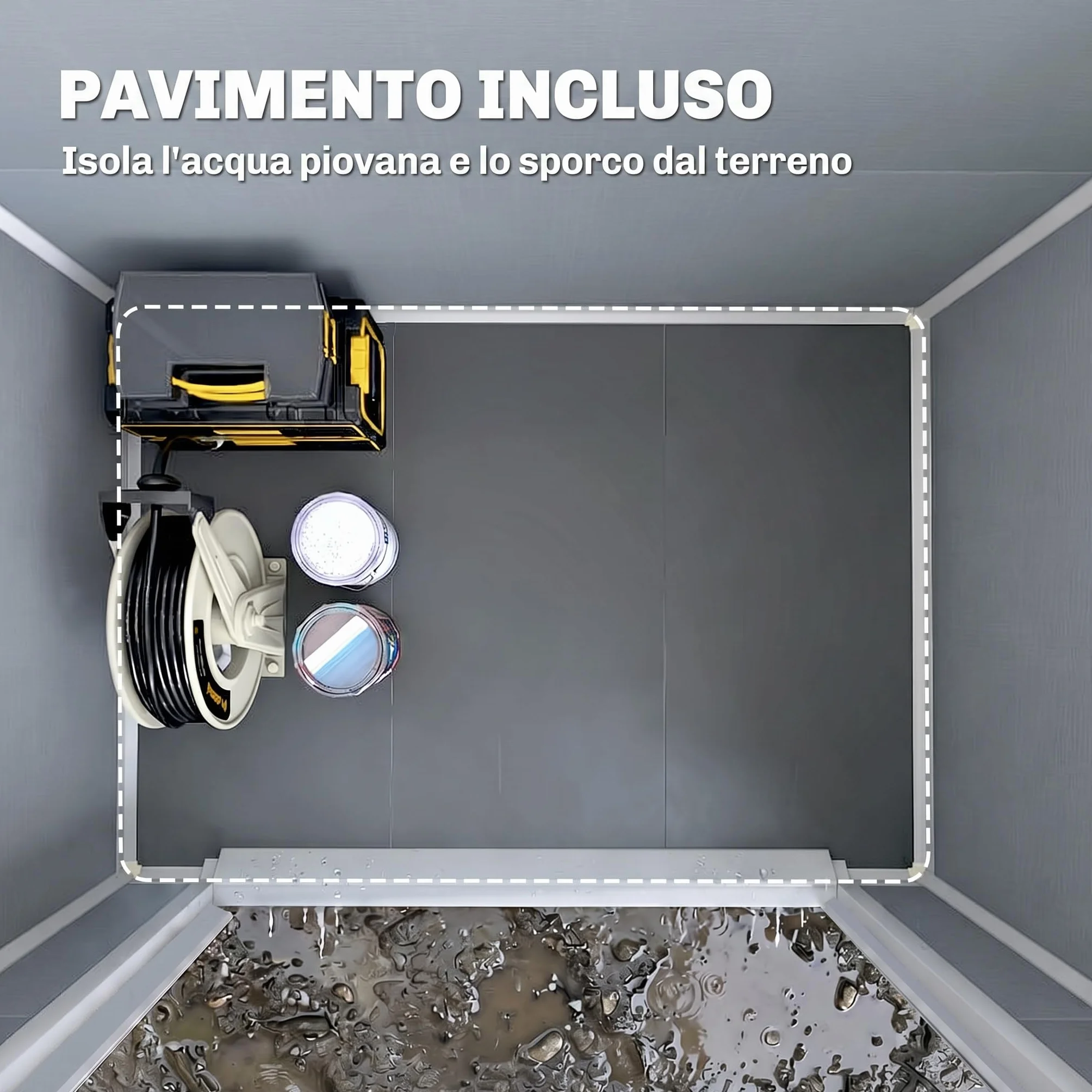 Outsunny Casetta da Giardino Porta Attrezzi in Finitura Effetto Legno Graffiato con Pavimento, 2.12m² Capanno da Giardino con Doppia Porte e Serratura, Tetto Inclinato, 183x134x210 cm, Grigio