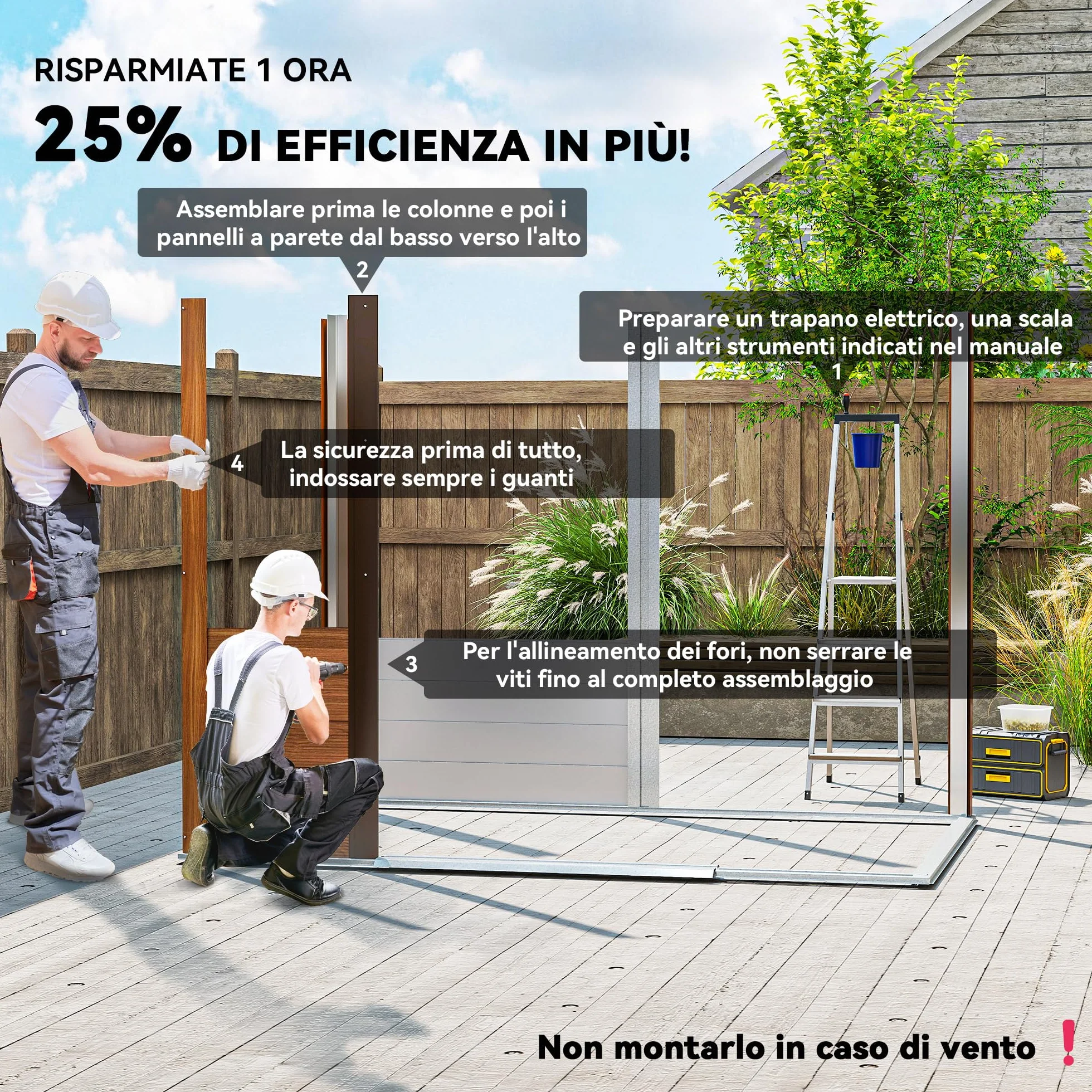 Outsunny Casetta da Giardino 4.07m² Acciaio Zincato con Porta Attrezzi Tetto Inclinato Doppie Porte Scorrevoli Bloccabili Marrone