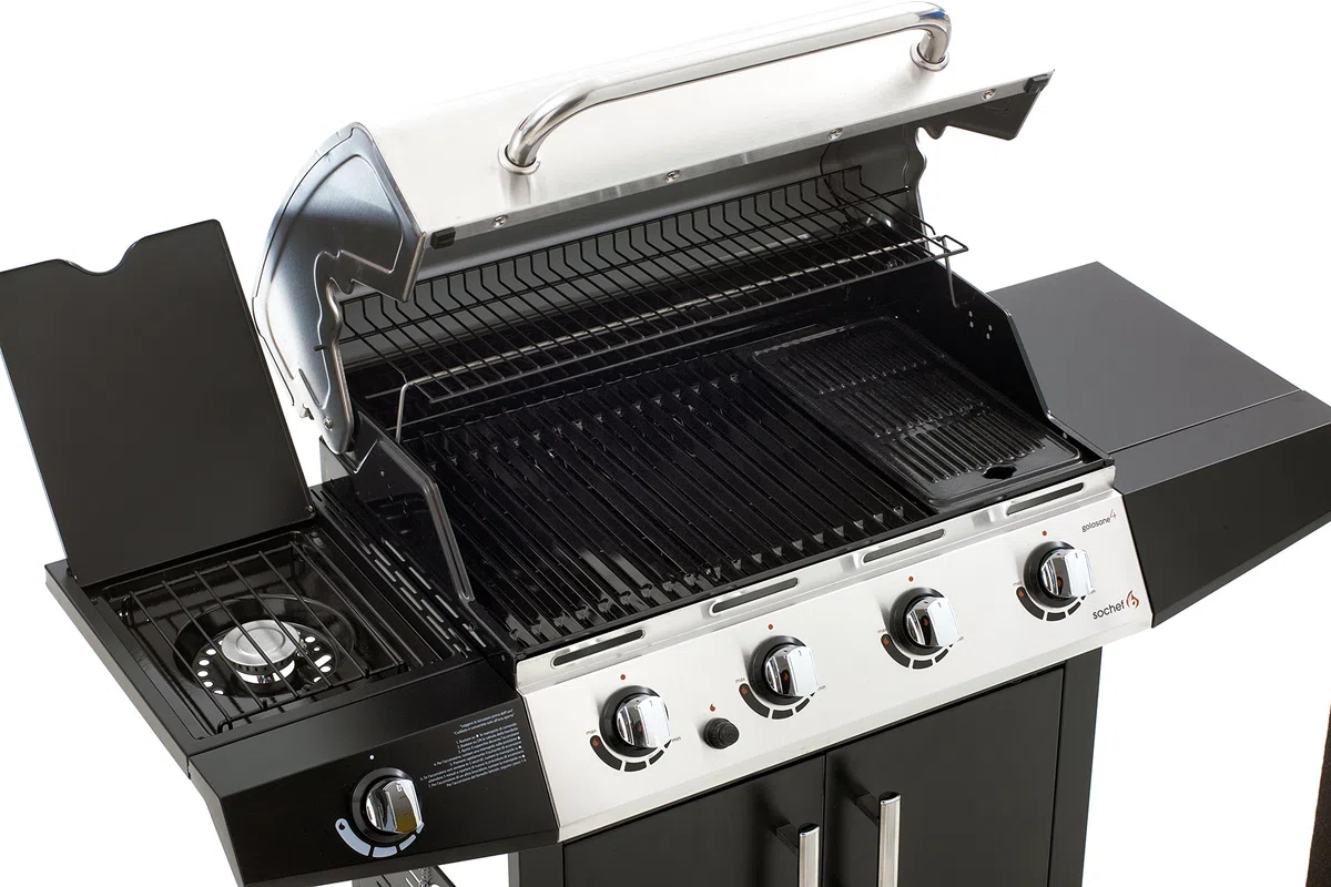 Sochef Golosone 4 Barbecue, Nero/Acciaio, 57x136x115 cm