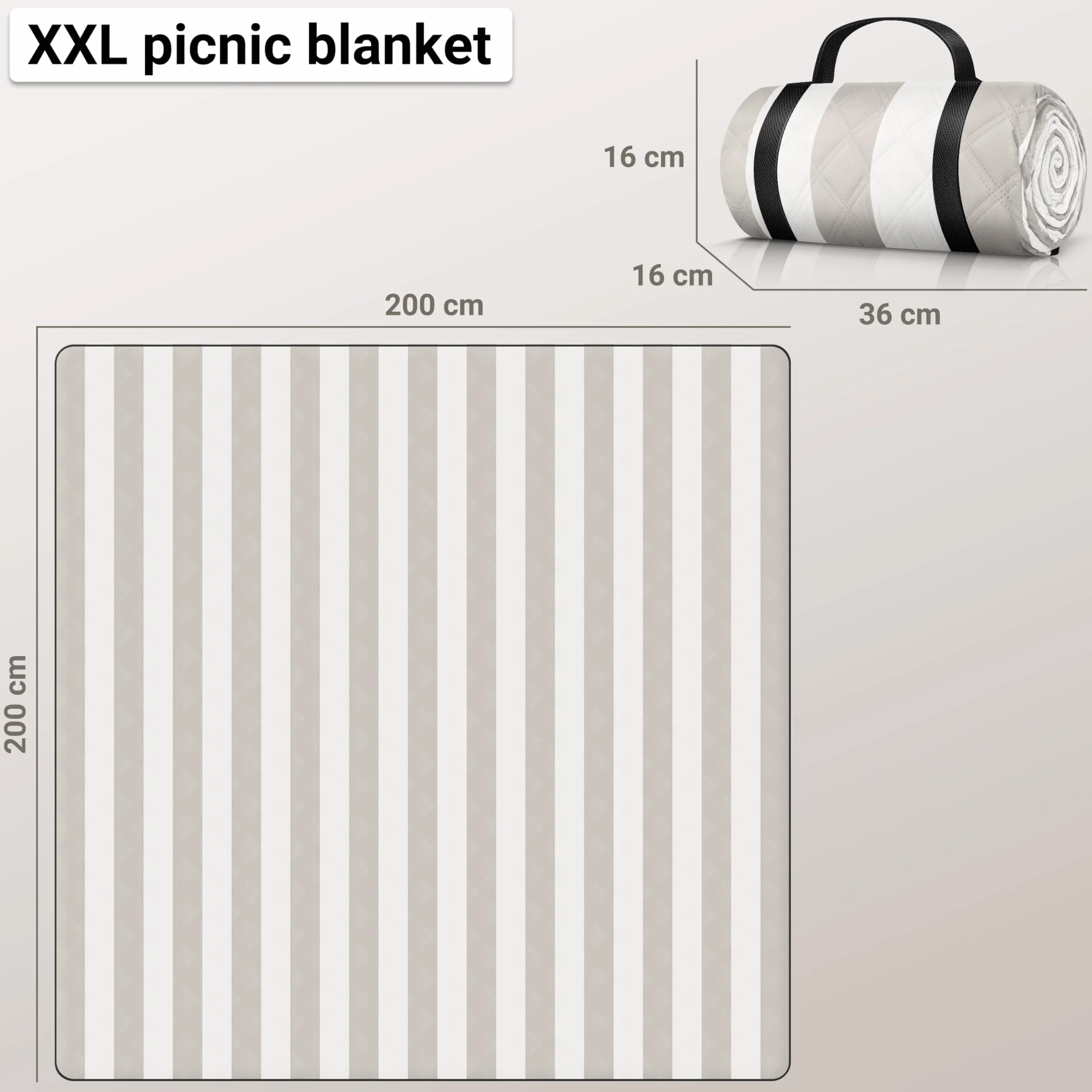 HOEL Coperta Picnic Impermeabile 200x200 cm Stuoia Mare Imbottita Telo da Spiaggia