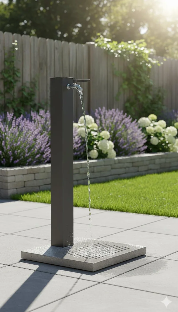 belfer Fontana da Giardino con Rubinetto e Base in Cemento 42/QBM Antracite