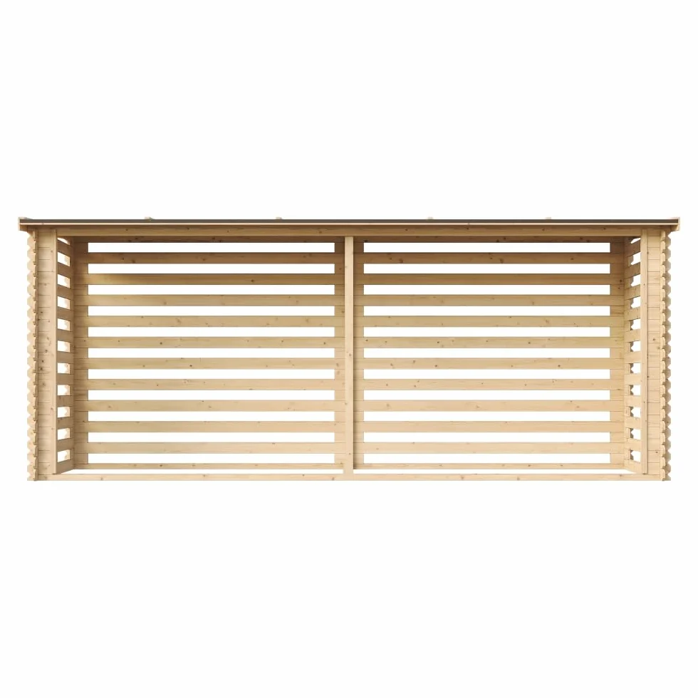 TIMBELA Legnaia da Esterno in Legno - Portalegna da Esterno - Casetta da Giardino in Legno - Porta Legna per Esterno 112x450xA199 cm/10 m3 M203
