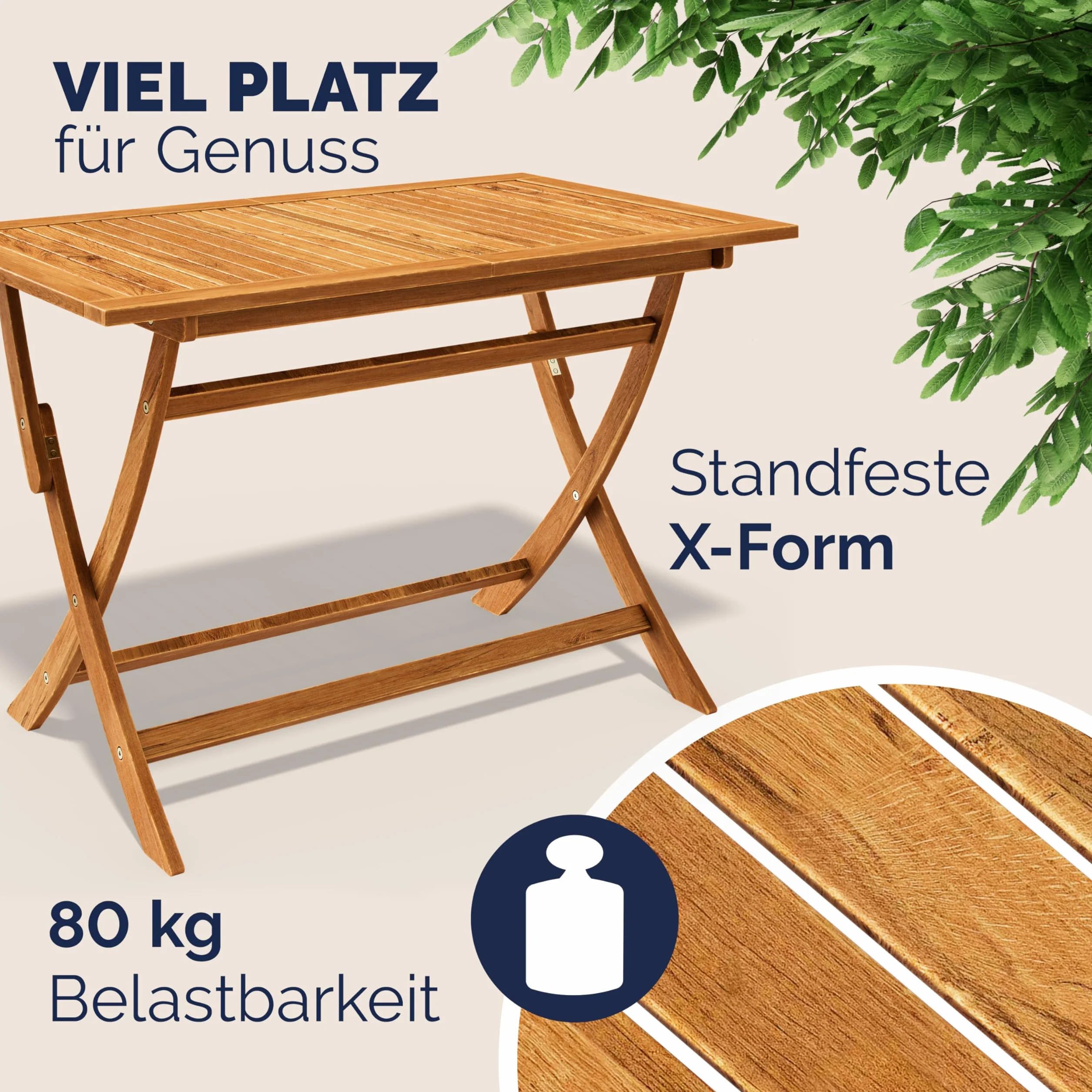 Casaria Tavolo e 4 Sedie con Braccioli da Giardino in Legno di Acacia FSC® Modello 2026 Pieghevole 5 Pezzi Set Mobili Esterno