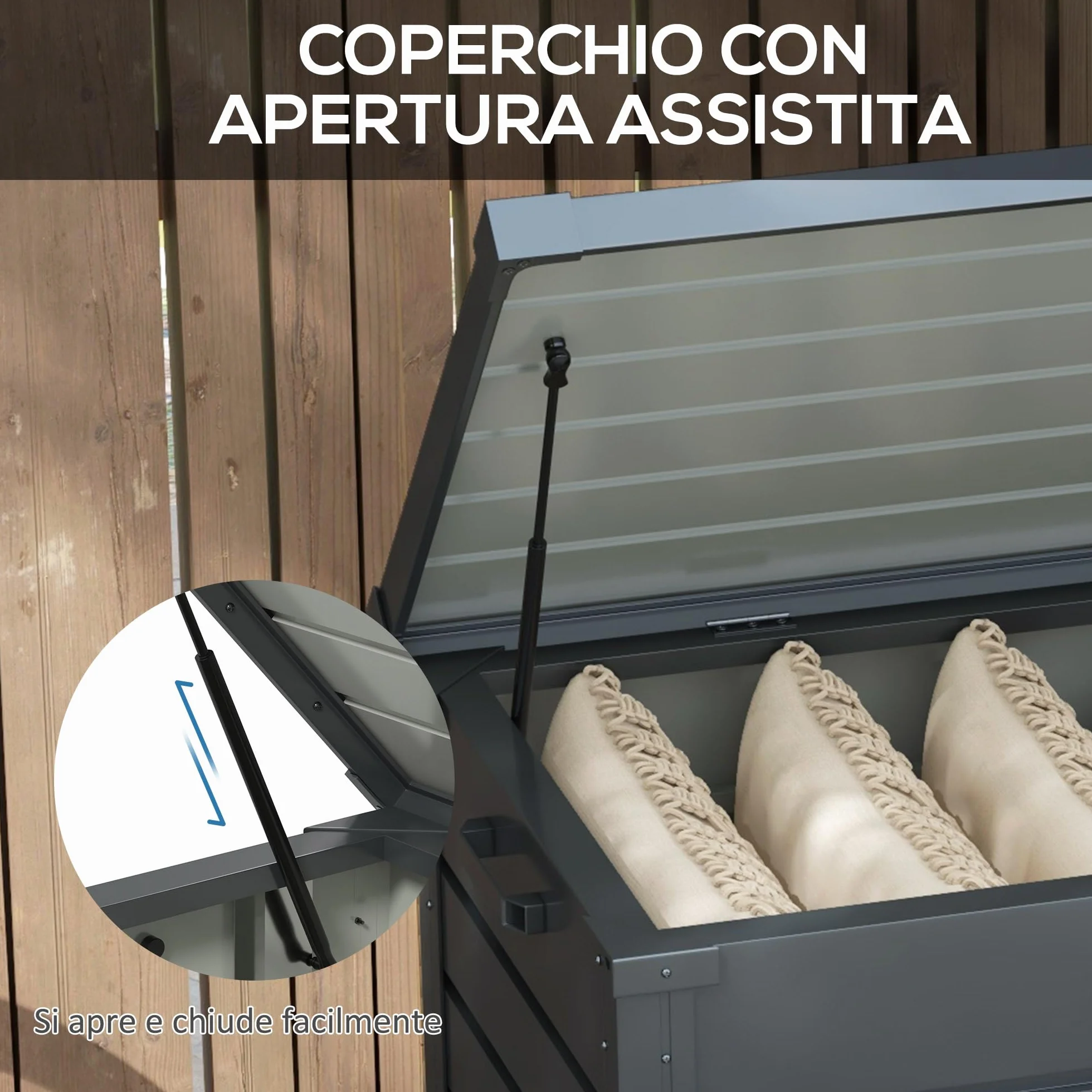 Outsunny Baule da Giardino 311L Acciaio Zincato 120x62x66 cm Grigio Scuro