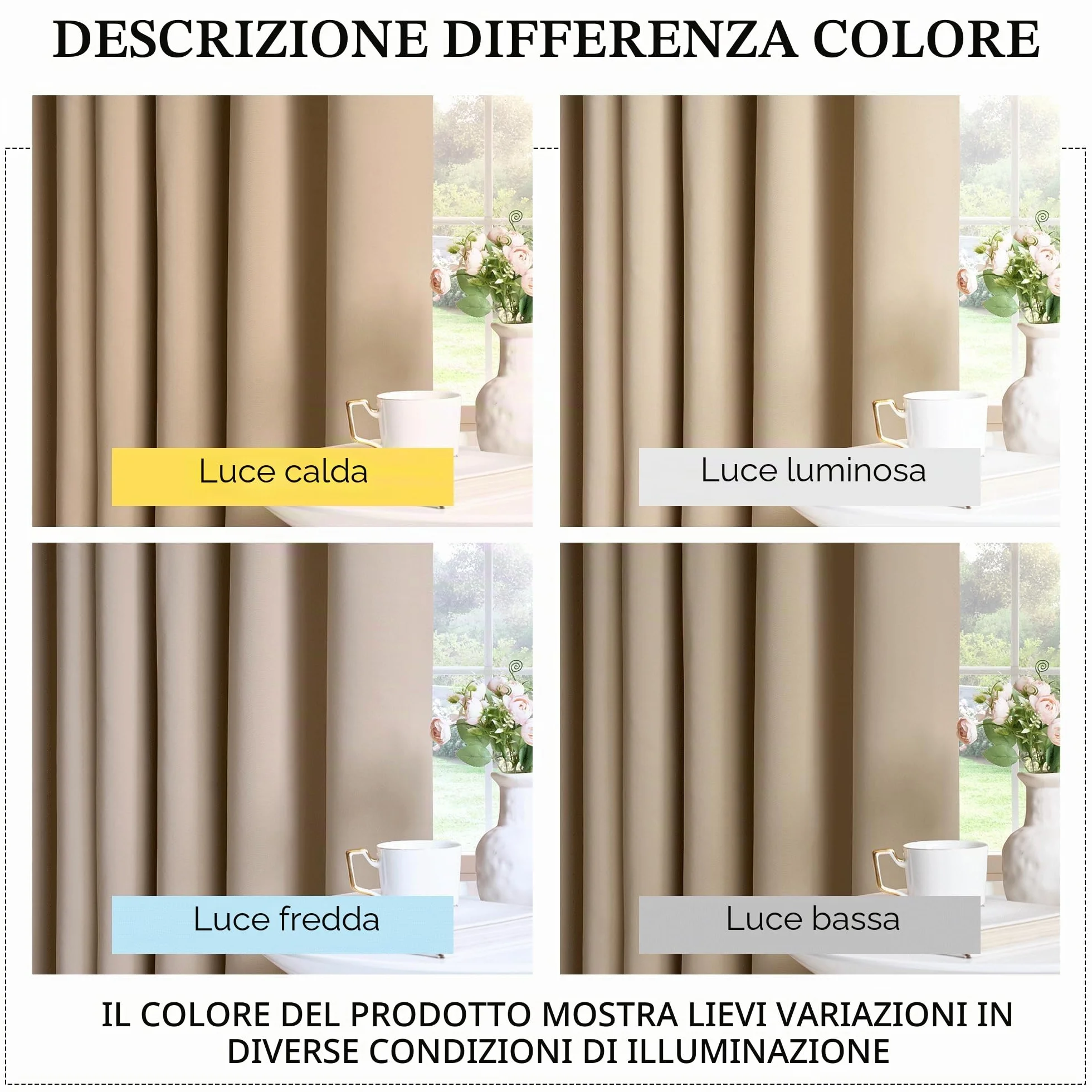 PONY DANCE Anti-UV Tende da Esterno Impermeabili Tende da Sole per Balconi con Anelli 2 Pezzi L132 x A213 CM Blackout Curtains Termiche per Gazebo e Verande, Beige