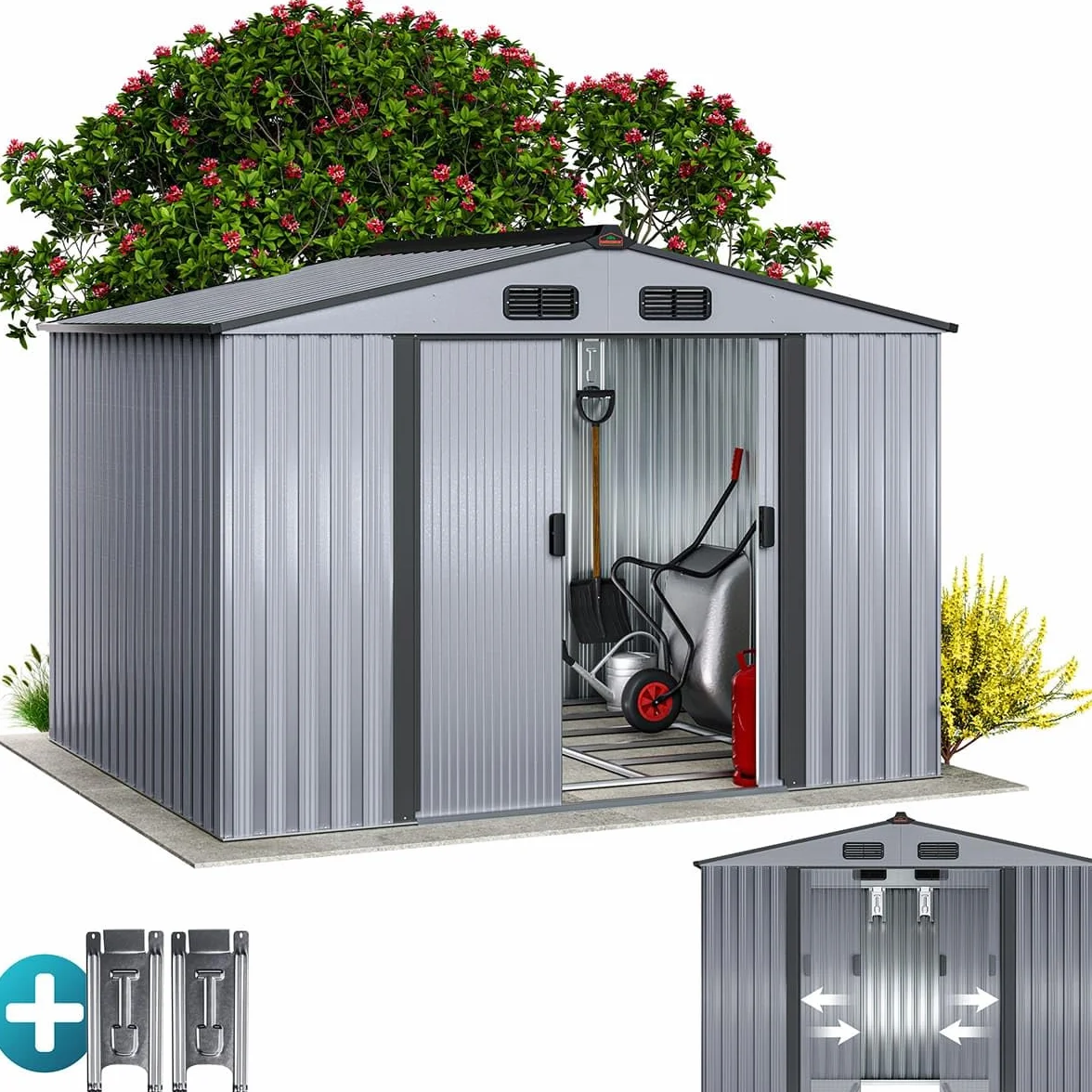 GARDEBRUK® Casetta per Attrezzi da Giardino Capanno in Metallo da Esterno 5m² con Base 260x205x180cm Capannone XXL