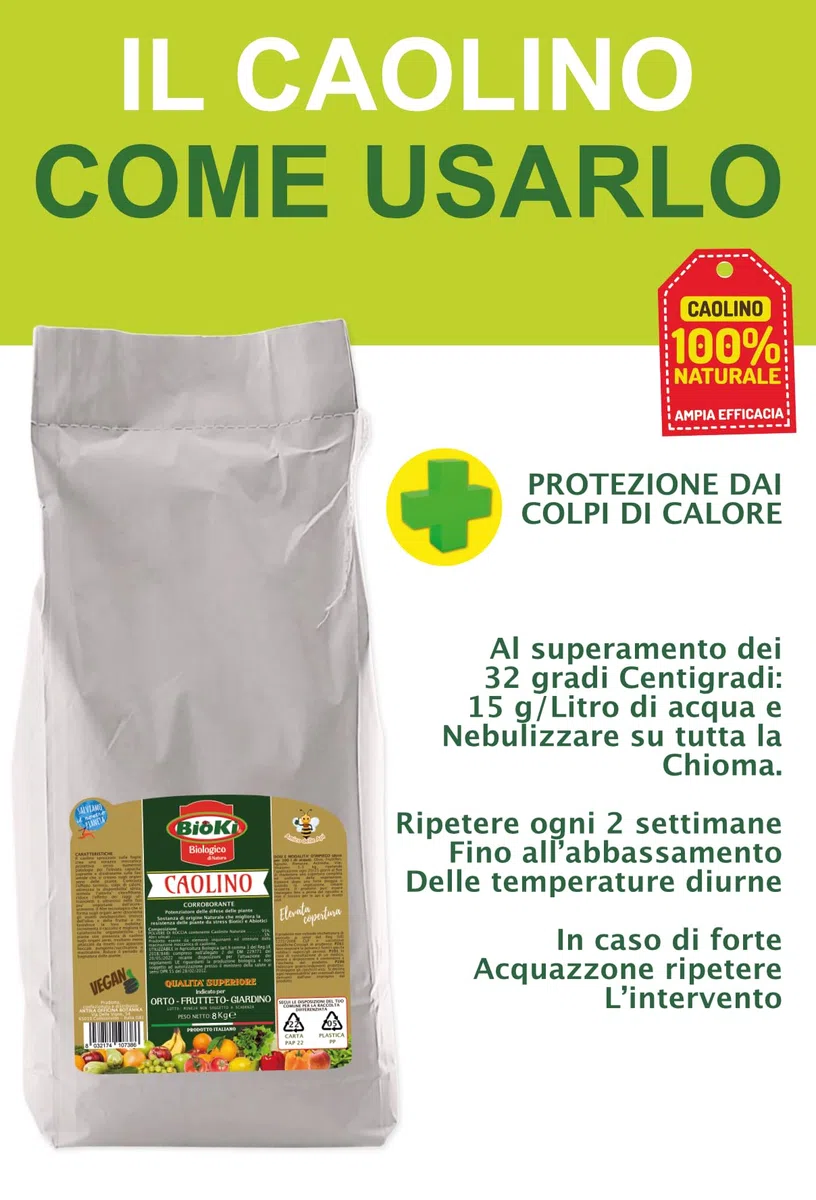 Caolino per agricoltura polvere di roccia sacco 8 kg - corroborante difese naturali piante