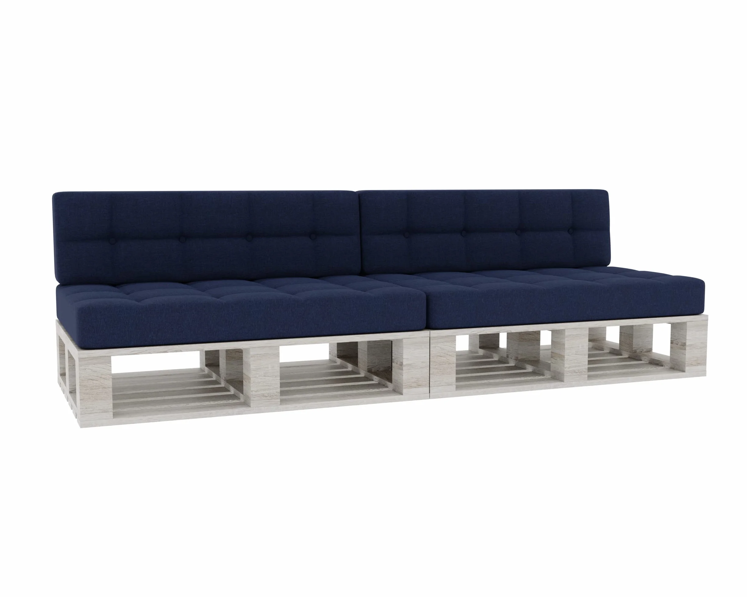 Gutekissen® Cuscini per pallet Cuscini trapuntati con bottoni, Cuscini per pallet trapuntato PFG 2xSet (Cuscino di seduta 120x80 +Schienale 120x40), Navy Blau