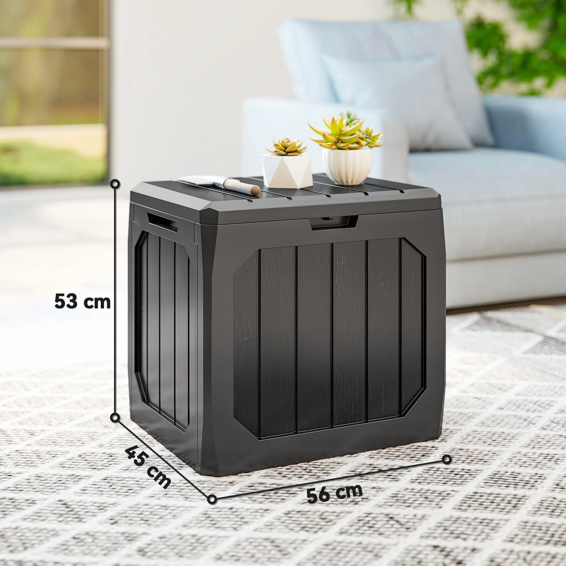 Outsunny Baule da Giardino 121L Plastica Impermeabile Bloccabile 56x45x53 cm Nero