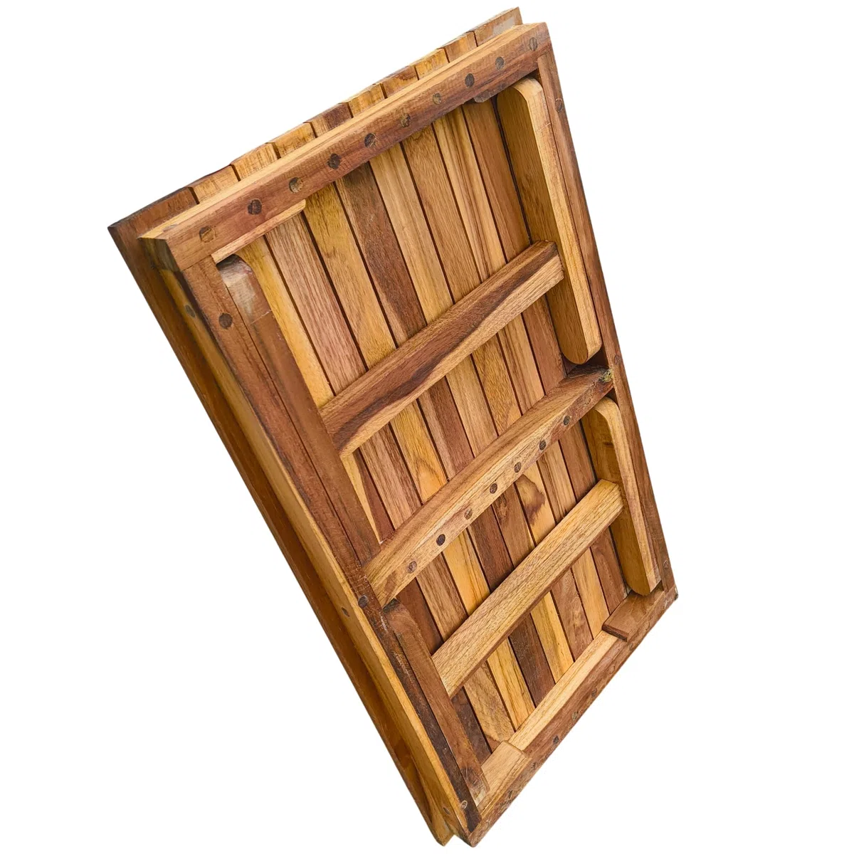 Vassoio/Tavolino da Esterno in TEAK Massello - Pieghevole e Richiudibile - 60x35 cm x H 25 cm - Arredo Bordo Piscina