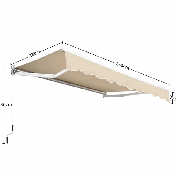 Yaheetech Tenda da Sole Avvolgibile Impermeabile 250 x 200 cm Beige