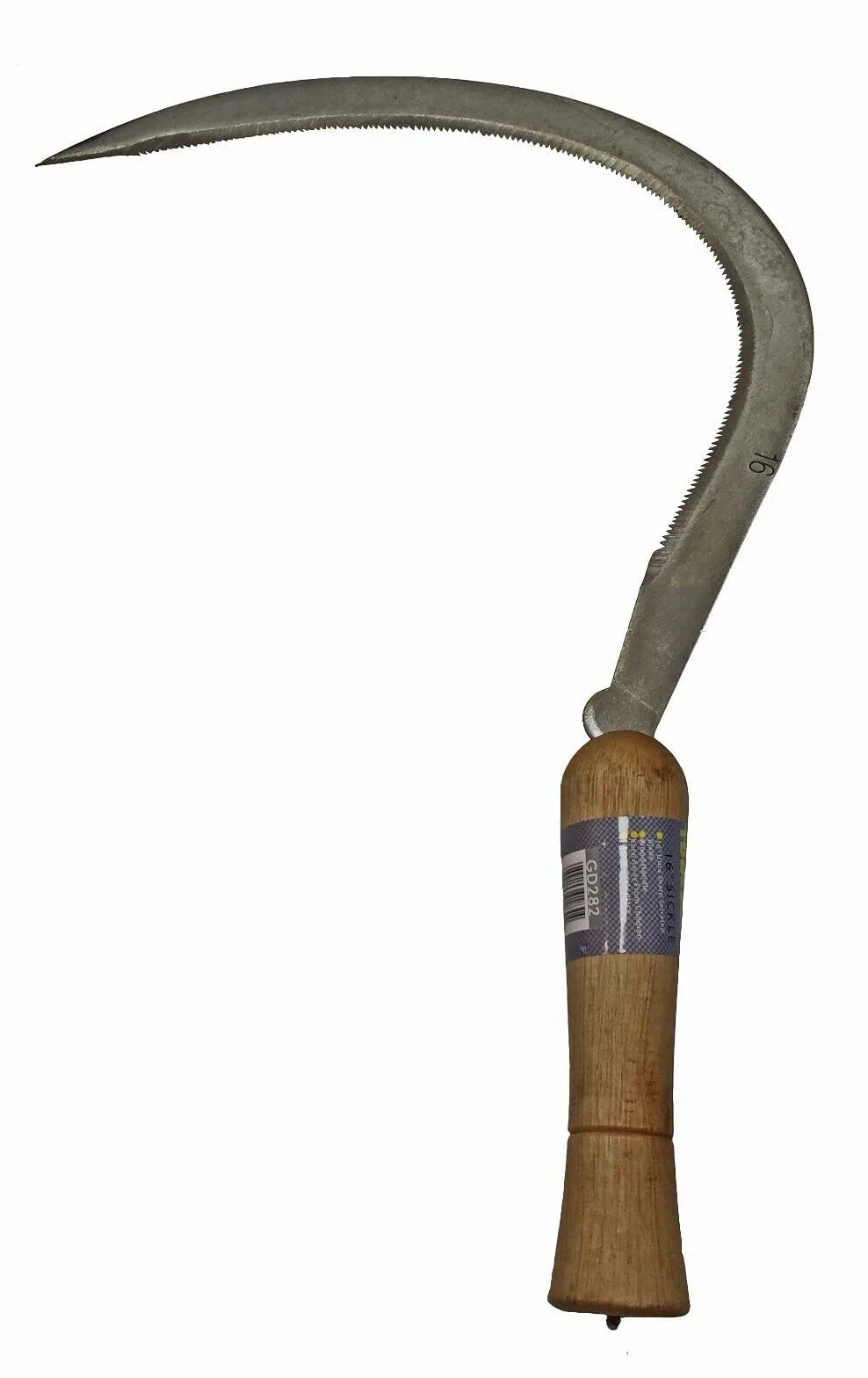Falcetto , Falce classico manico legno , e lama seghettata lunga 16" ( 40cm )