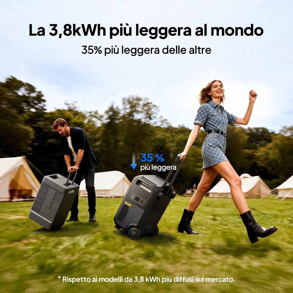 BLUETTI Elite 400 Power Station Portatile, Batteria LFP 3840Wh, 2600W AC (3900W Power Lifting), Generatore Solare ad alta capacità con ruote per backup domestico, blackout, camper e campeggio