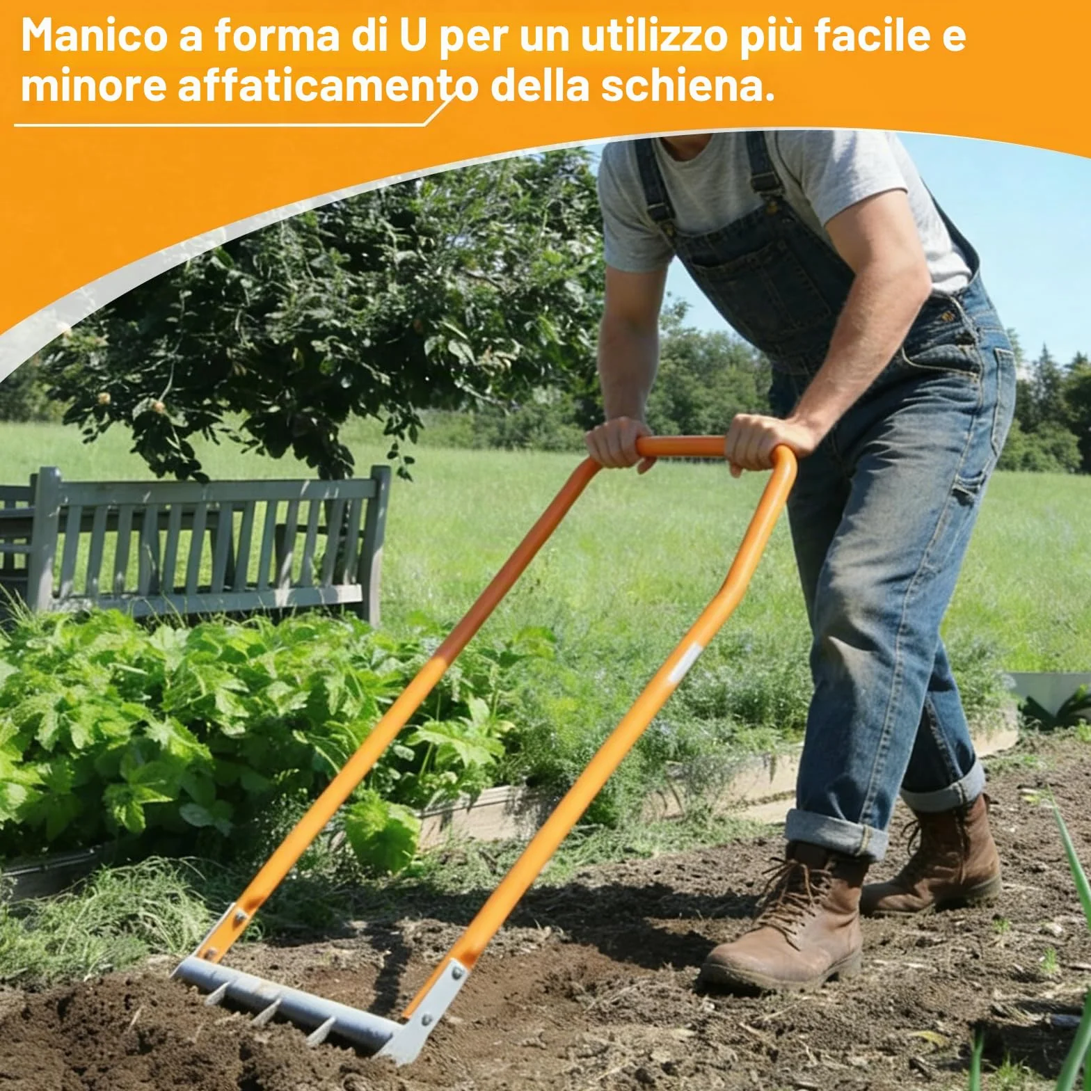 EFUTURETIME Forca Vanga con 5 Denti Doubleshaft 135cm | 50cm Larghezza di Lavoro | Lunghezza Dei Denti 25cm | Allentamento Ottimale e Ventilazione Delle Aiuole