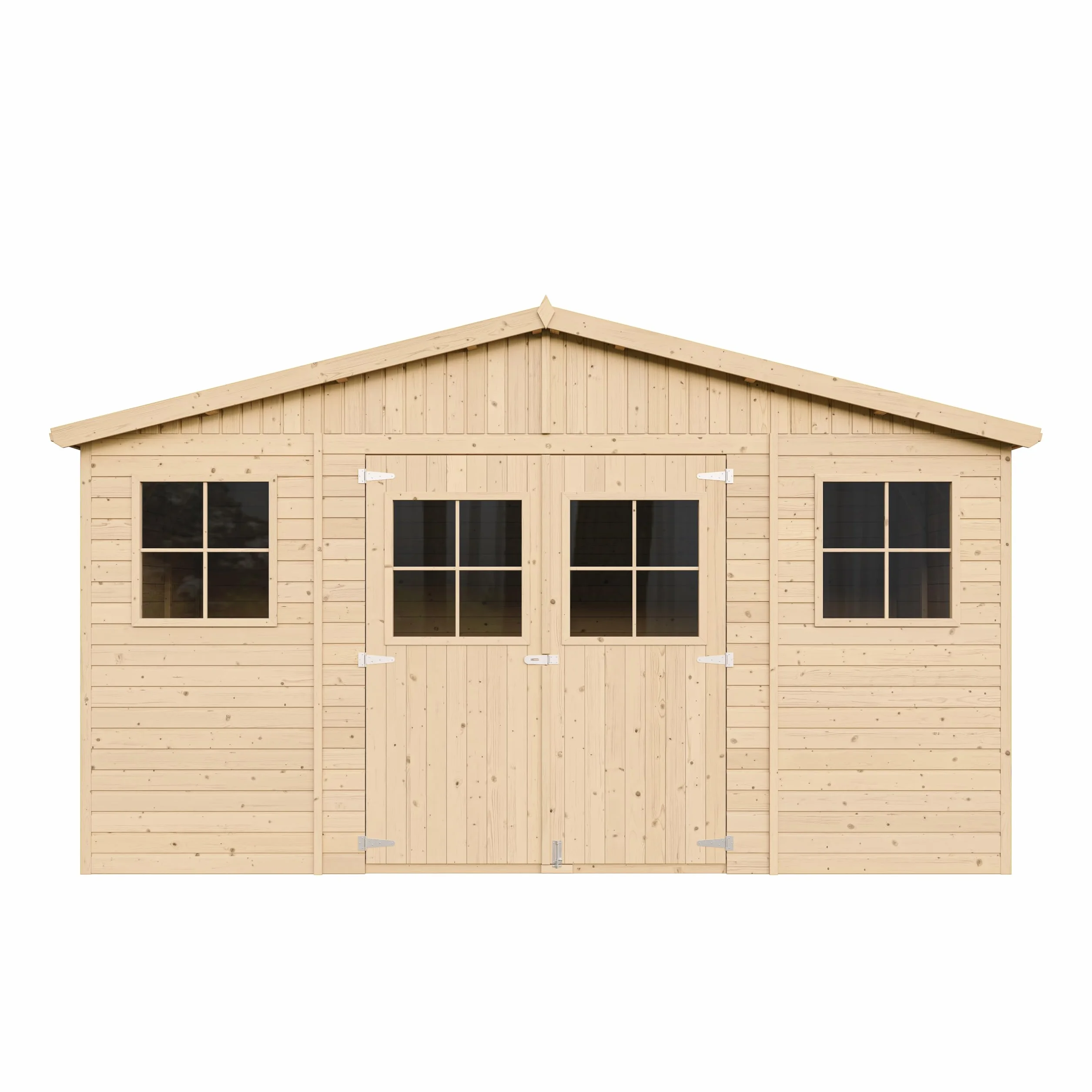 Casa da giardino in legno naturale A246x418x320 cm/12 m²- Magazzino esterno con finestre - Capanno da giardino - Bici, Deposito attrezzi e rimessa TIMBELA M331