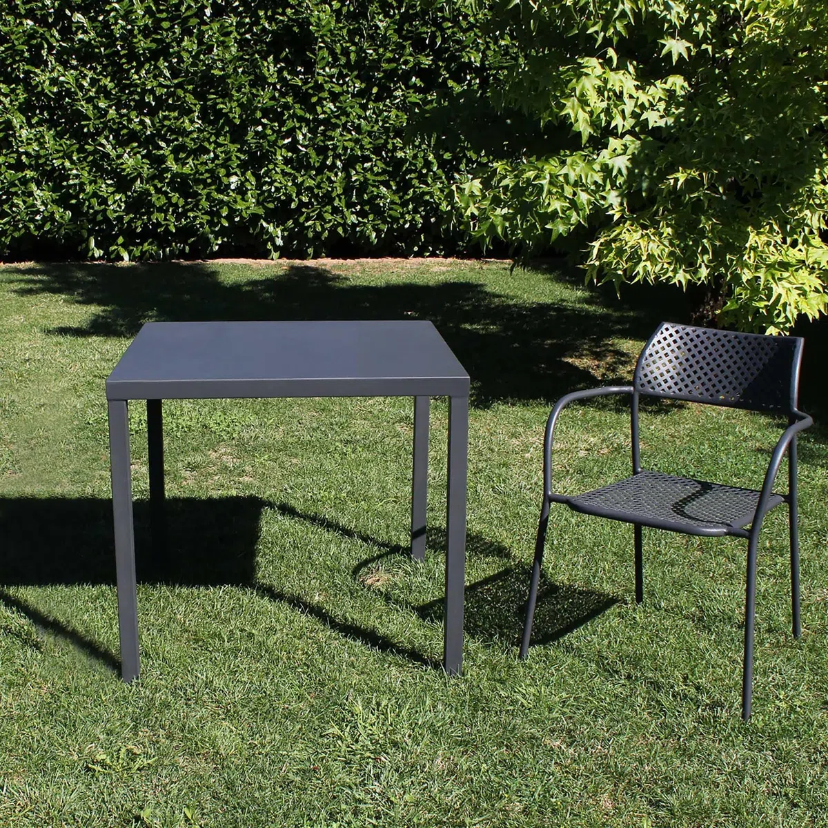 Milani Home Tavolo da Giardino Quadrato 80x80 cm Acciaio Antracite