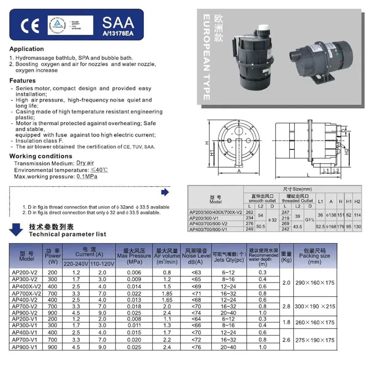 Blower Spa AP700-V2 700W