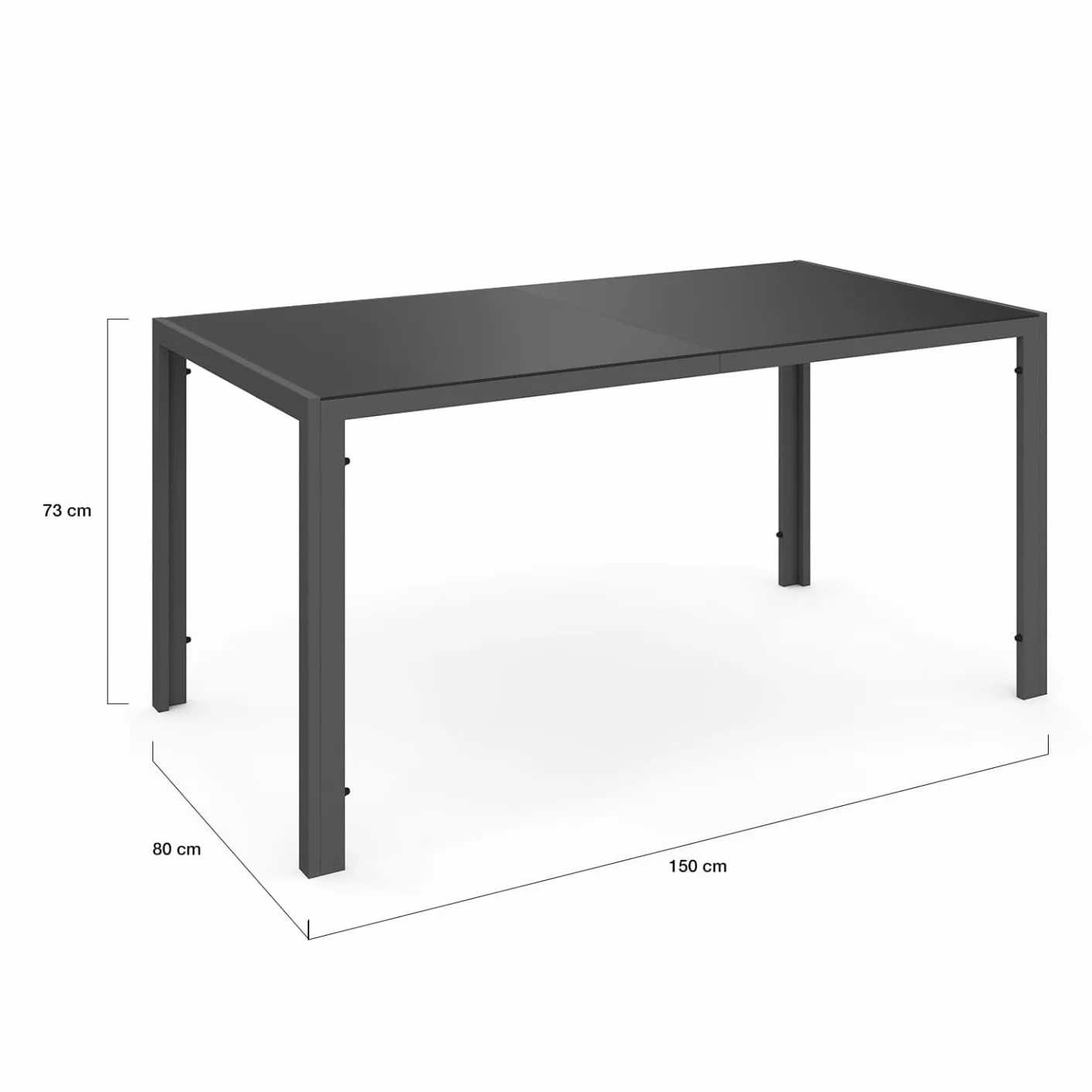 Set di mobili da Giardino Madrid Tavolo 150 CM e 6 sedie impilabili Grigio Antracite