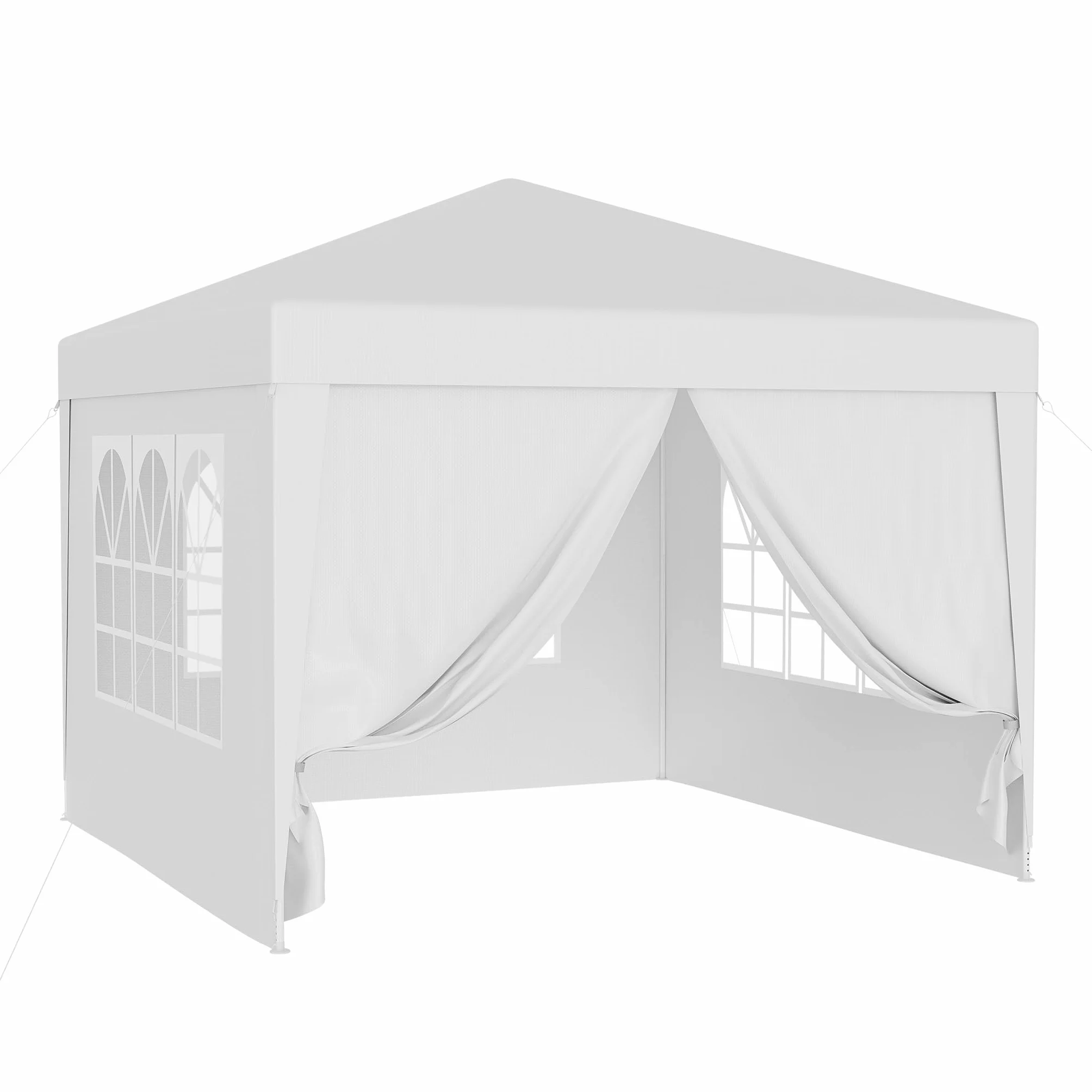 Wiltec Gazebo 3x3 m bianco protezione UV 50+ tendone da giardino lati rimovibili tenda da festa finestre