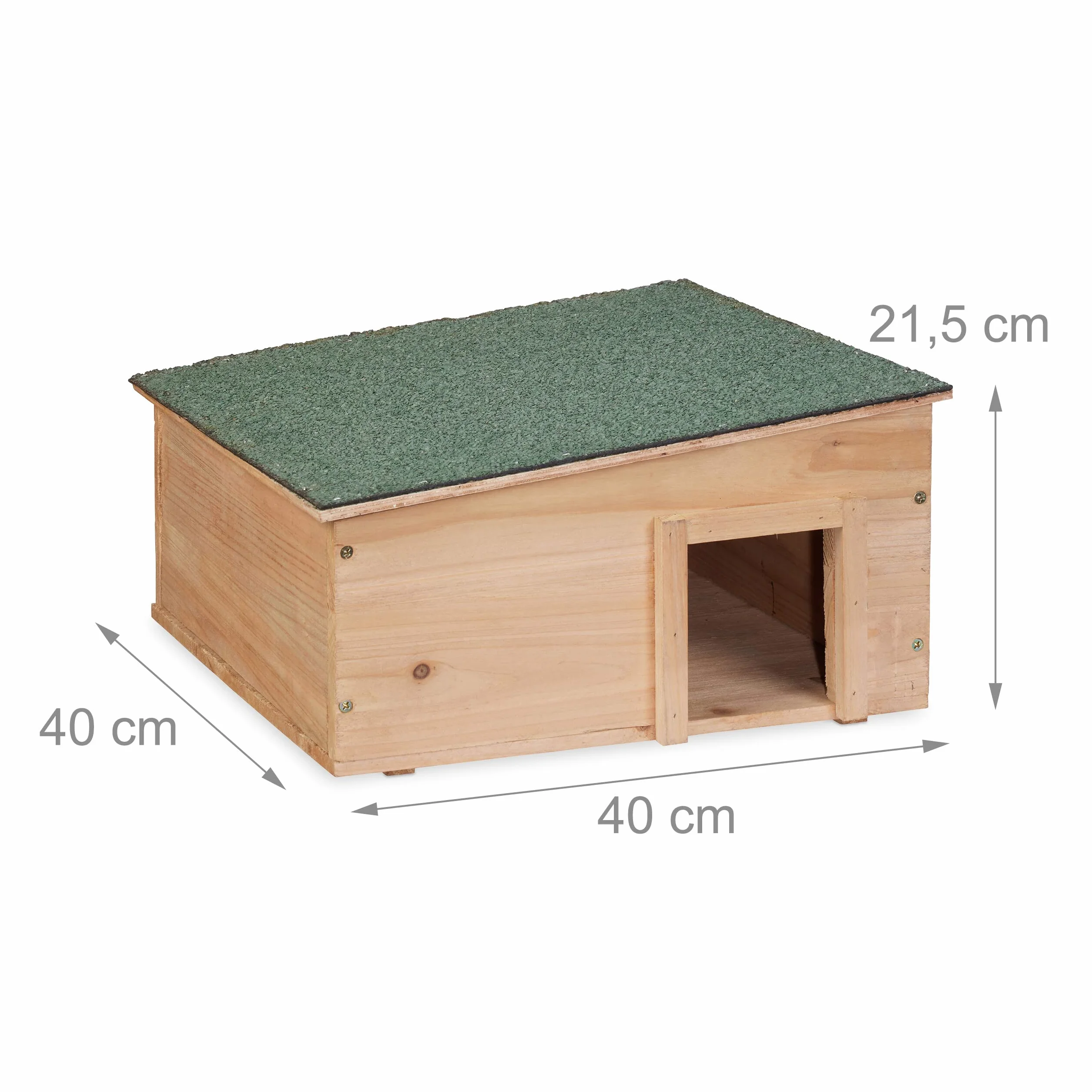 Relaxdays Casetta per Ricci in Legno, Rifugio da Giardino, 2 Scomparti, 21,5x40x40 cm, Tana Contro Predatori, Marrone