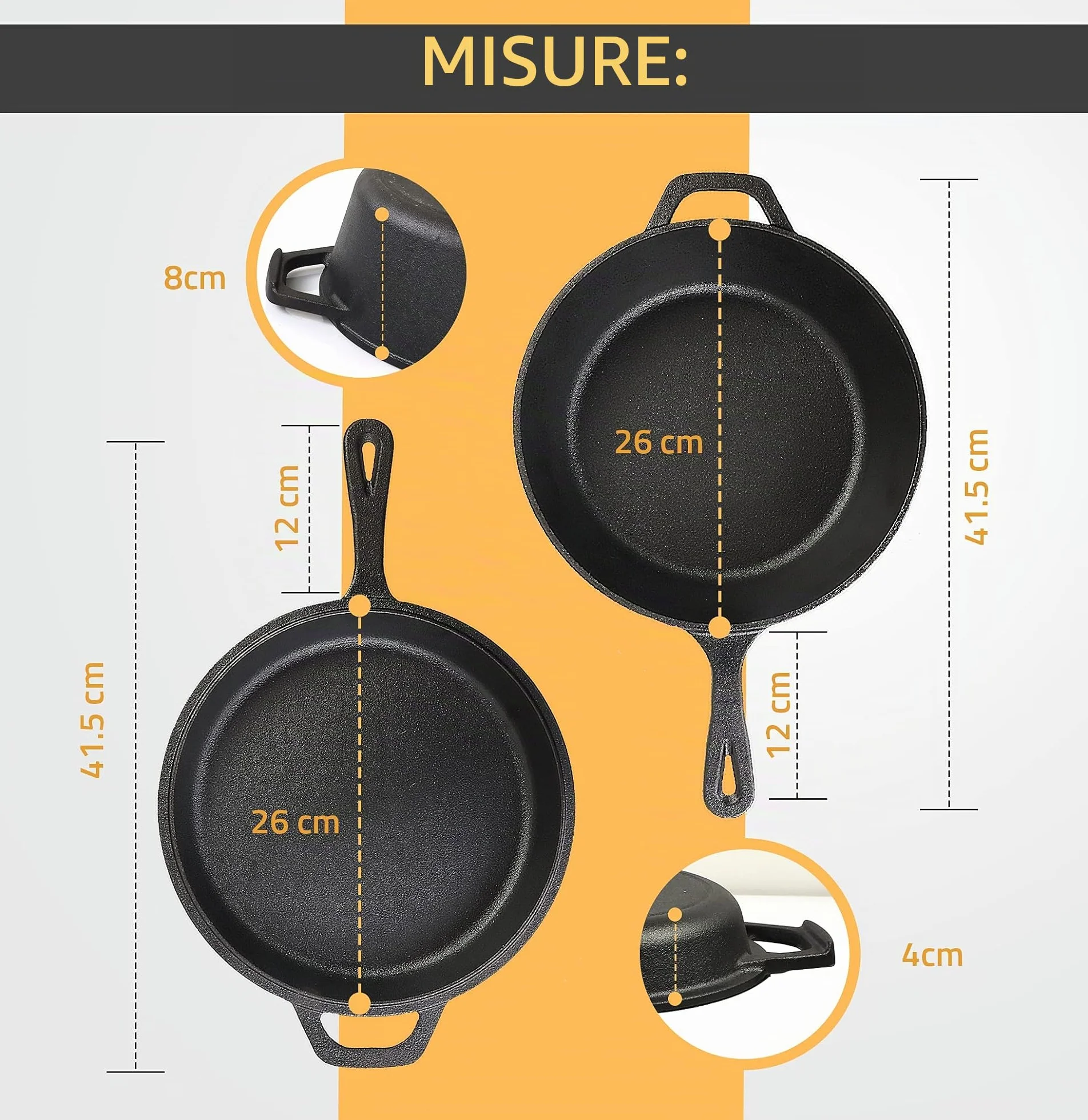 KICHLY Voorgezouten Olanda Oven Vuurpot - Grilpannen mette dubbele functie - Veilige Gietijzeren Combikoker voor Kachel, Kamperen, Binnen en en Buiten - 3L/3,2 Kwart Kookset (2 in 1)