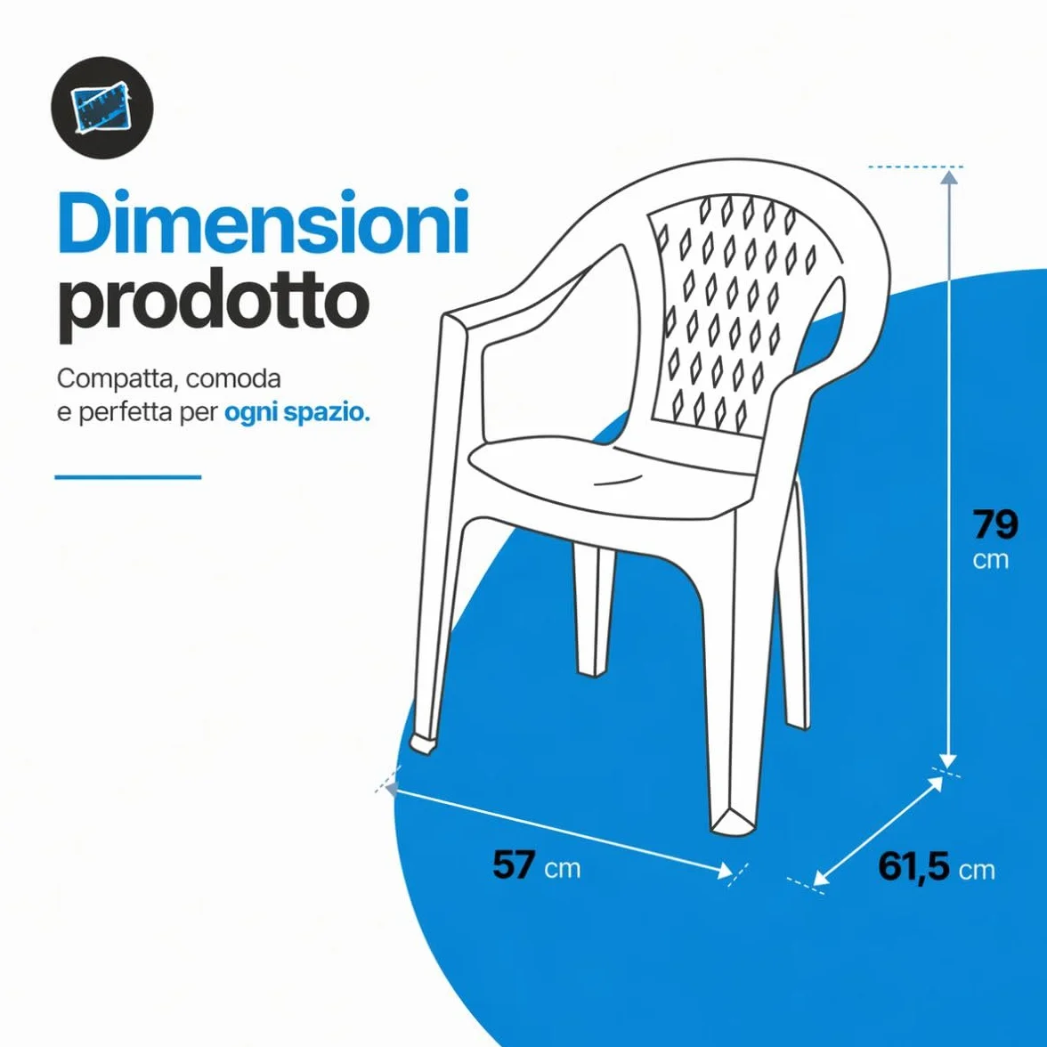 Tomaino Set Tavolo e Sedie da Esterno 6 Posti Plastica Impilabili Antracite