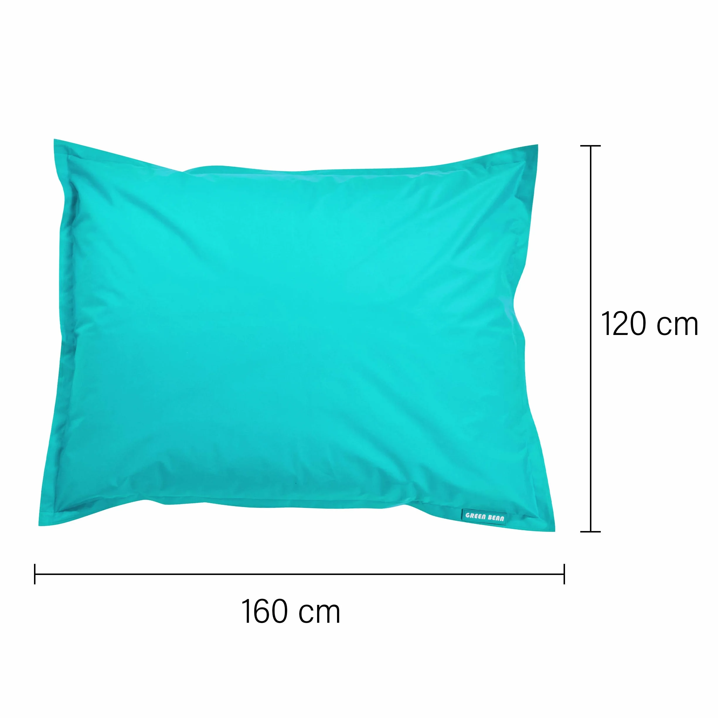 Green Bean Square XL Poltrona a Sacco Gigante 120x160 cm - Rivestimento in PVC Interno ed Esterno Lavabile Turchese