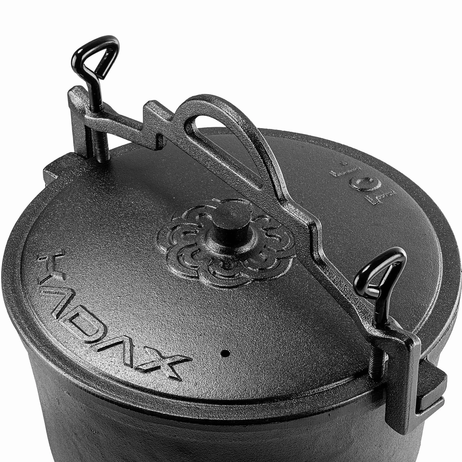 KADAX Jagdkessel 10L - Marmitta in Ghisa con Piedi | Pentola in Ghisa per Cucinare | Dutch Oven per Giardino, Focolare, Campeggio, Barbecue | Con Coperchio