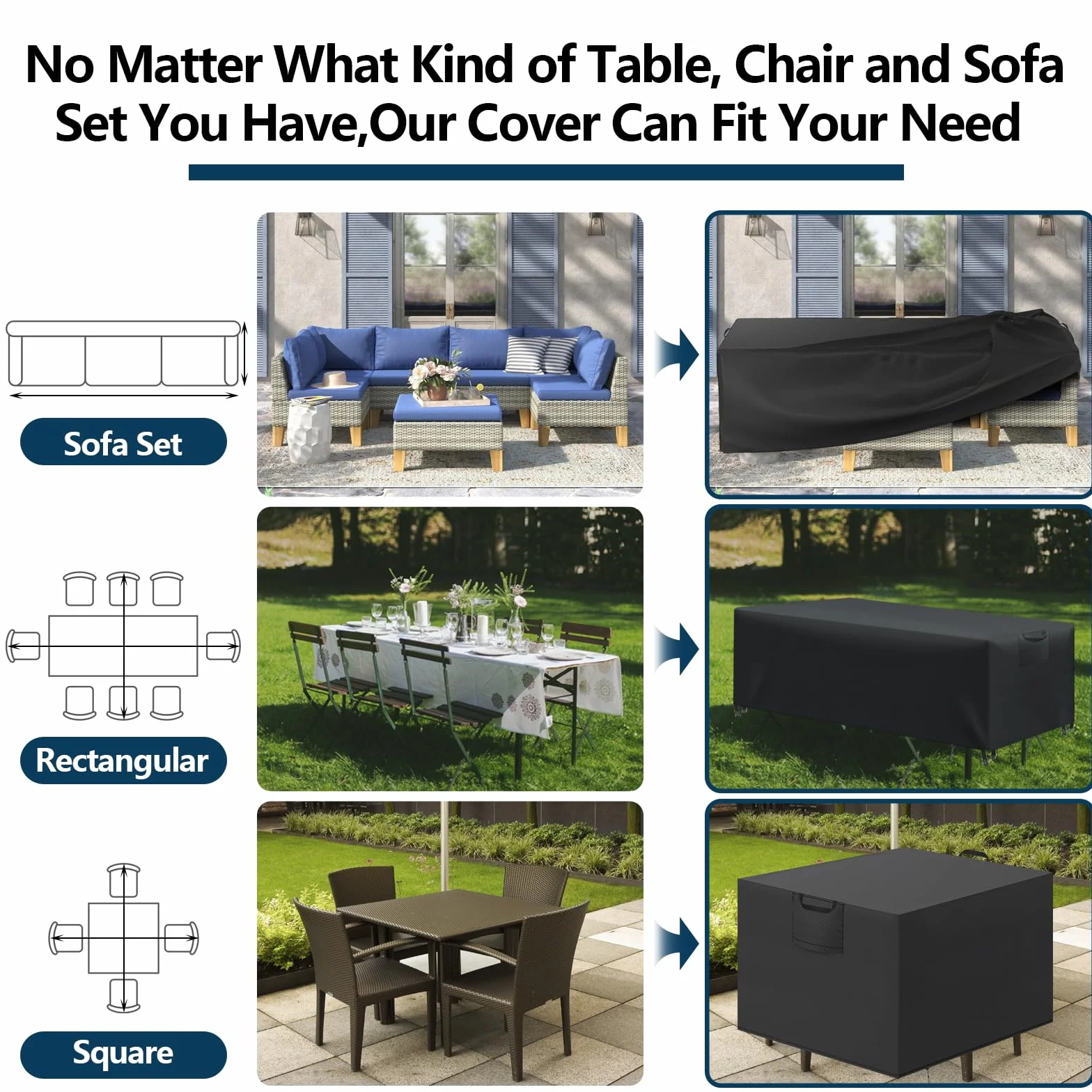 Copertura Tavolo Esterno Impermeabile 420D Oxford Nero 200x100x75 cm