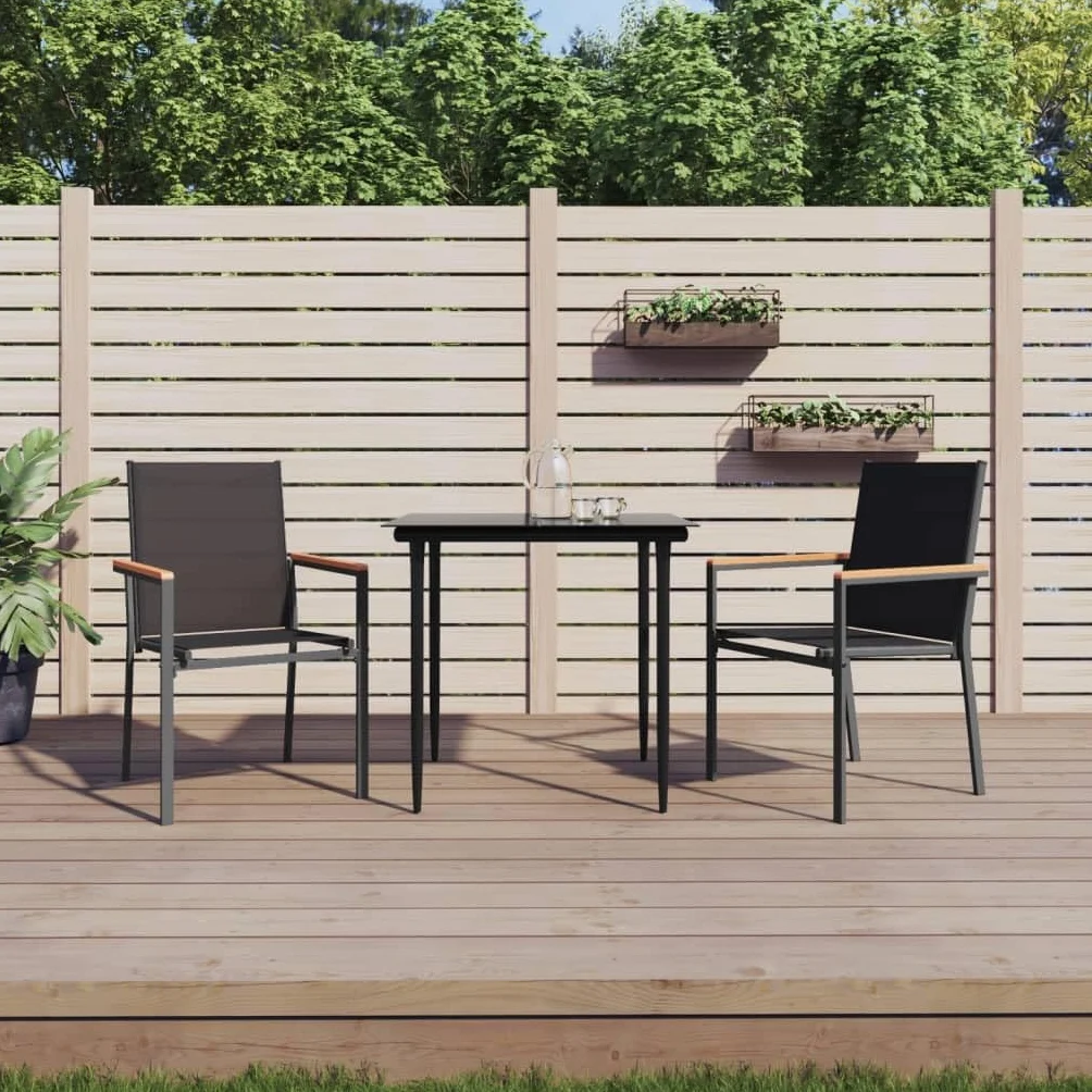 vidaXL Sedie da Giardino 2 pz Nere 55x61,5x90 cm Textilene e Acciaio